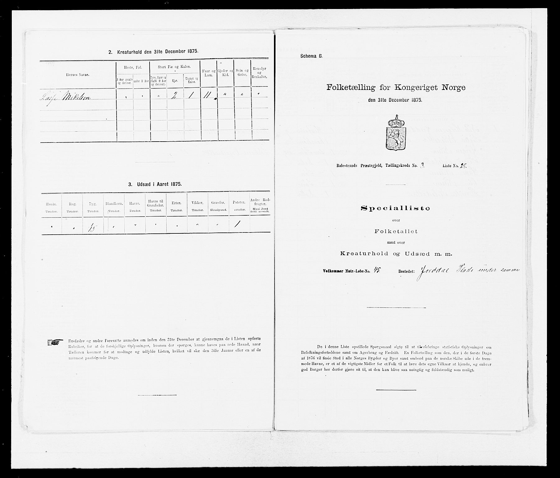 SAB, Folketelling 1875 for 1418P Balestrand prestegjeld, 1875, s. 412