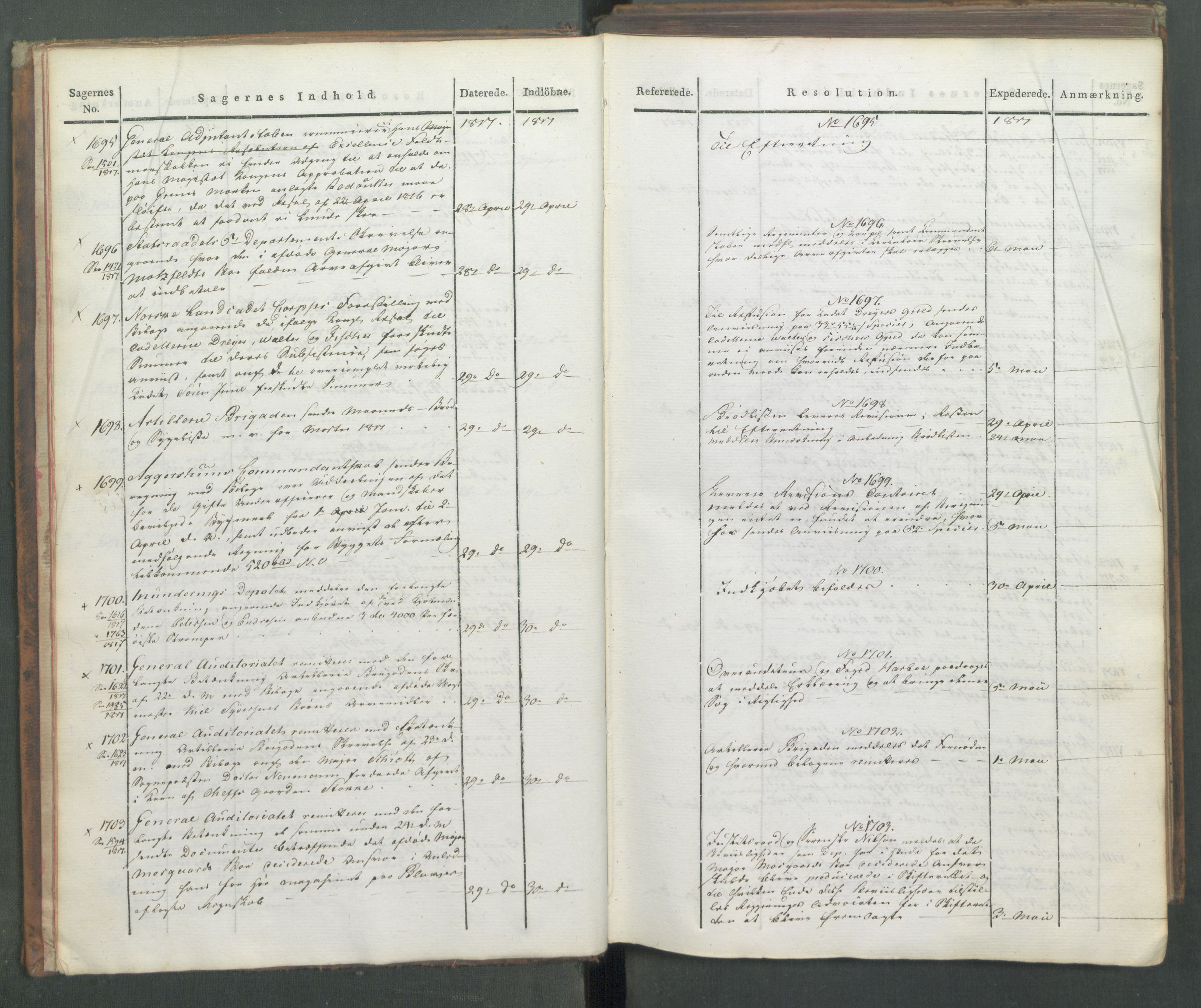 Armédepartementet, AV/RA-RAFA-3493/C/Ca/L0012: 6. Departements Journal, 1817