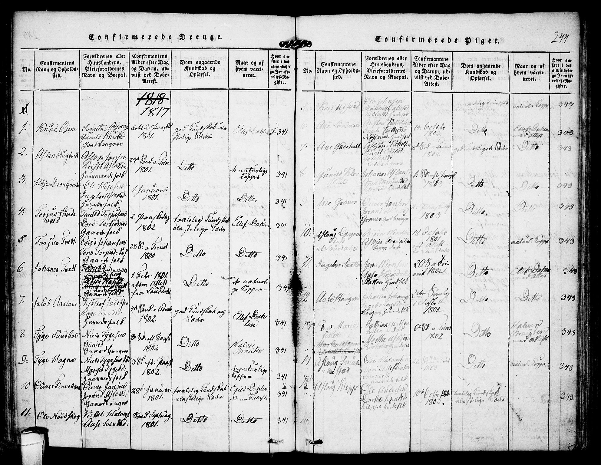 Kviteseid kirkebøker, AV/SAKO-A-276/F/Fa/L0005: Ministerialbok nr. I 5, 1815-1836, s. 244