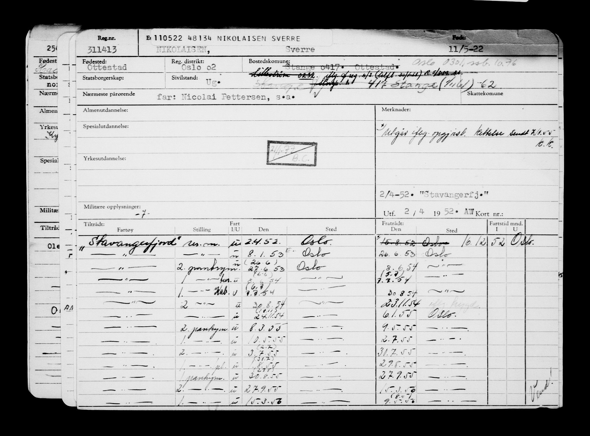 Direktoratet for sjømenn, AV/RA-S-3545/G/Gb/L0206: Hovedkort, 1922, s. 297