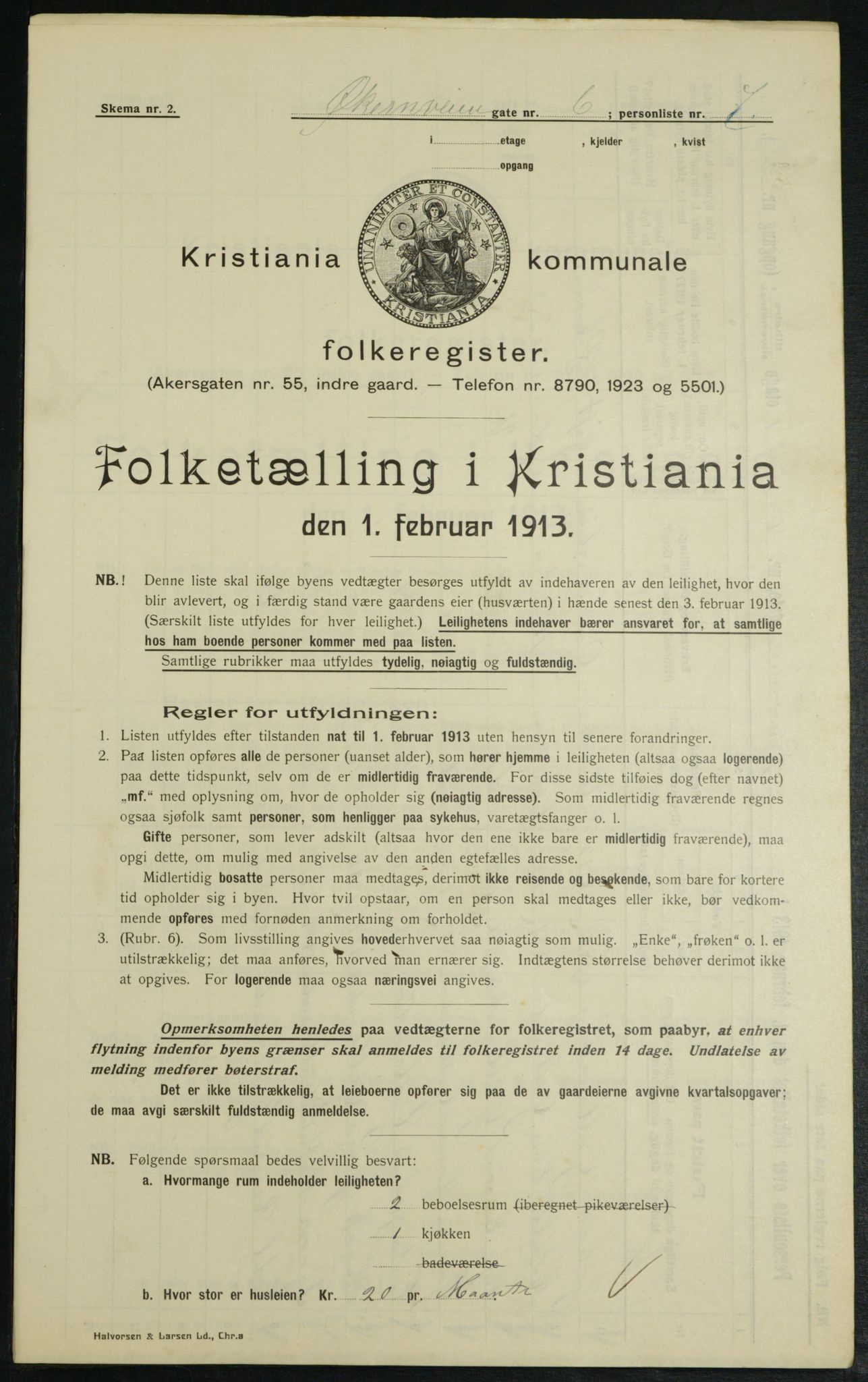 OBA, Kommunal folketelling 1.2.1913 for Kristiania, 1913, s. 128680