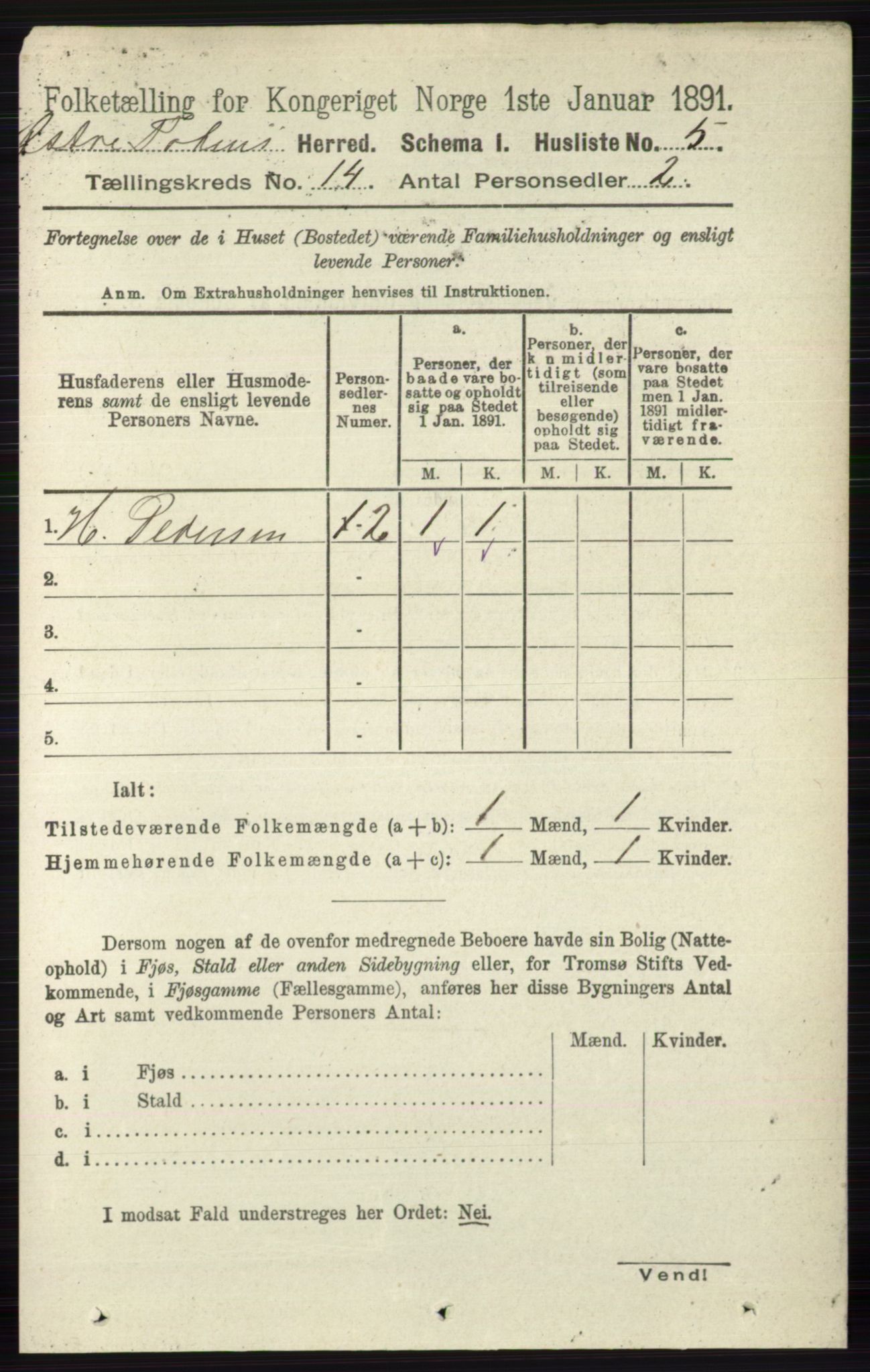 RA, Folketelling 1891 for 0528 Østre Toten herred, 1891, s. 9042