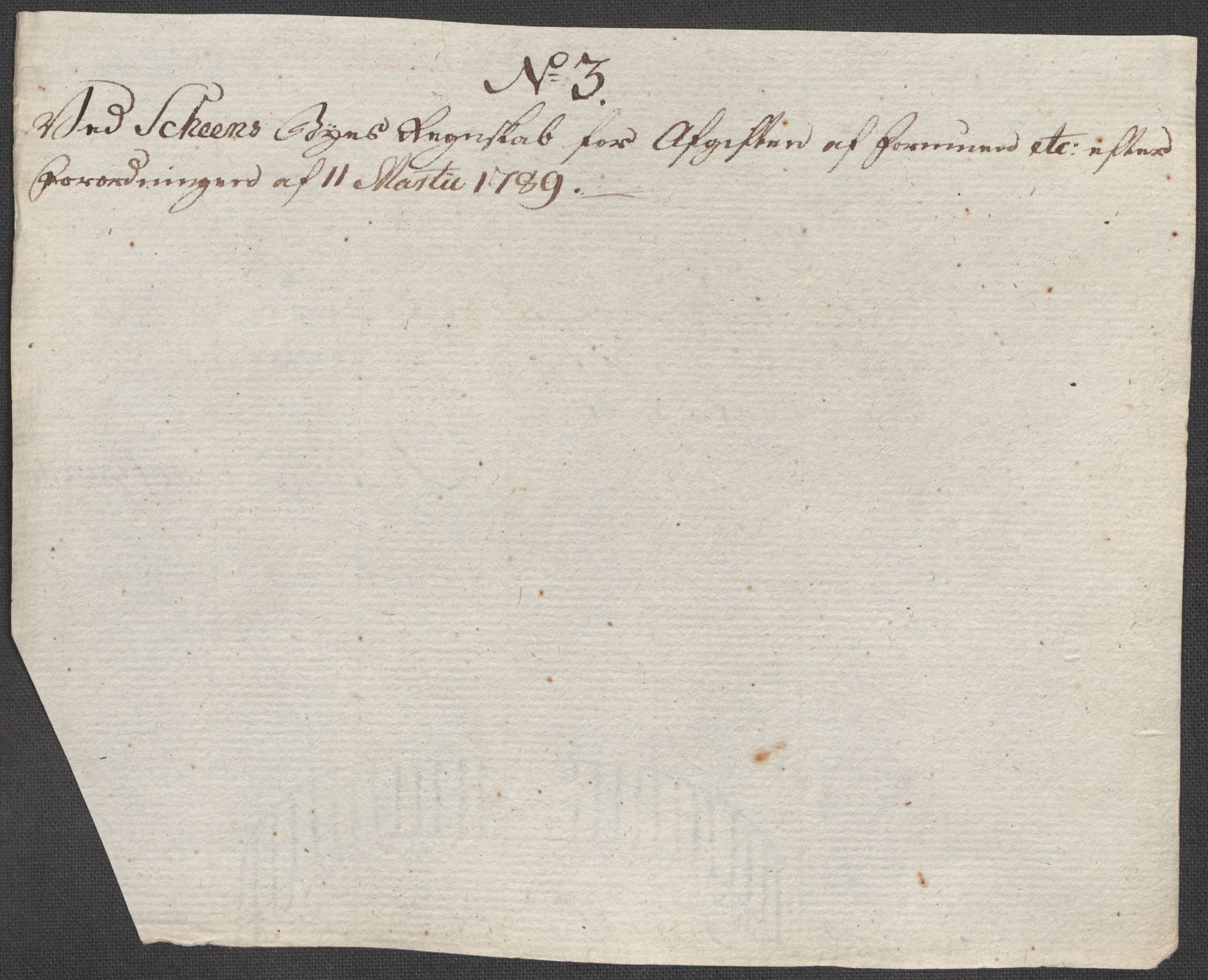Rentekammeret inntil 1814, Reviderte regnskaper, Mindre regnskaper, AV/RA-EA-4068/Rf/Rfe/L0043: Skien, Solør og Odalen fogderi, 1789, s. 13