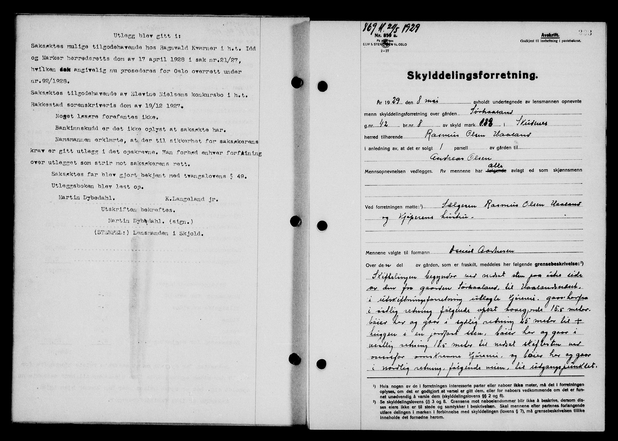 Karmsund sorenskriveri, SAST/A-100311/01/II/IIB/L0055: Pantebok nr. 36, 1929-1929, Tingl.dato: 21.05.1929