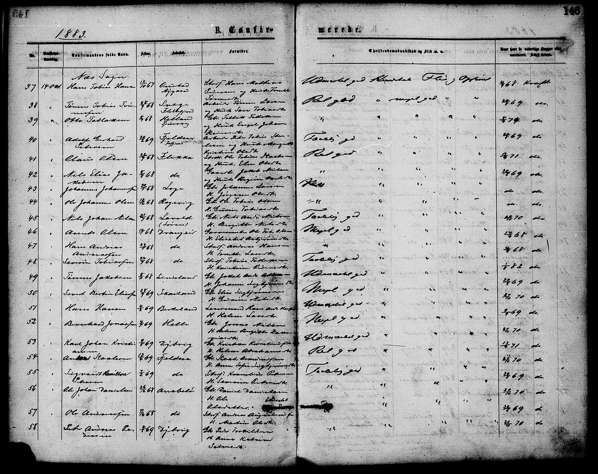 Flekkefjord sokneprestkontor, AV/SAK-1111-0012/F/Fa/Fac/L0007: Ministerialbok nr. A 7, 1875-1885, s. 146