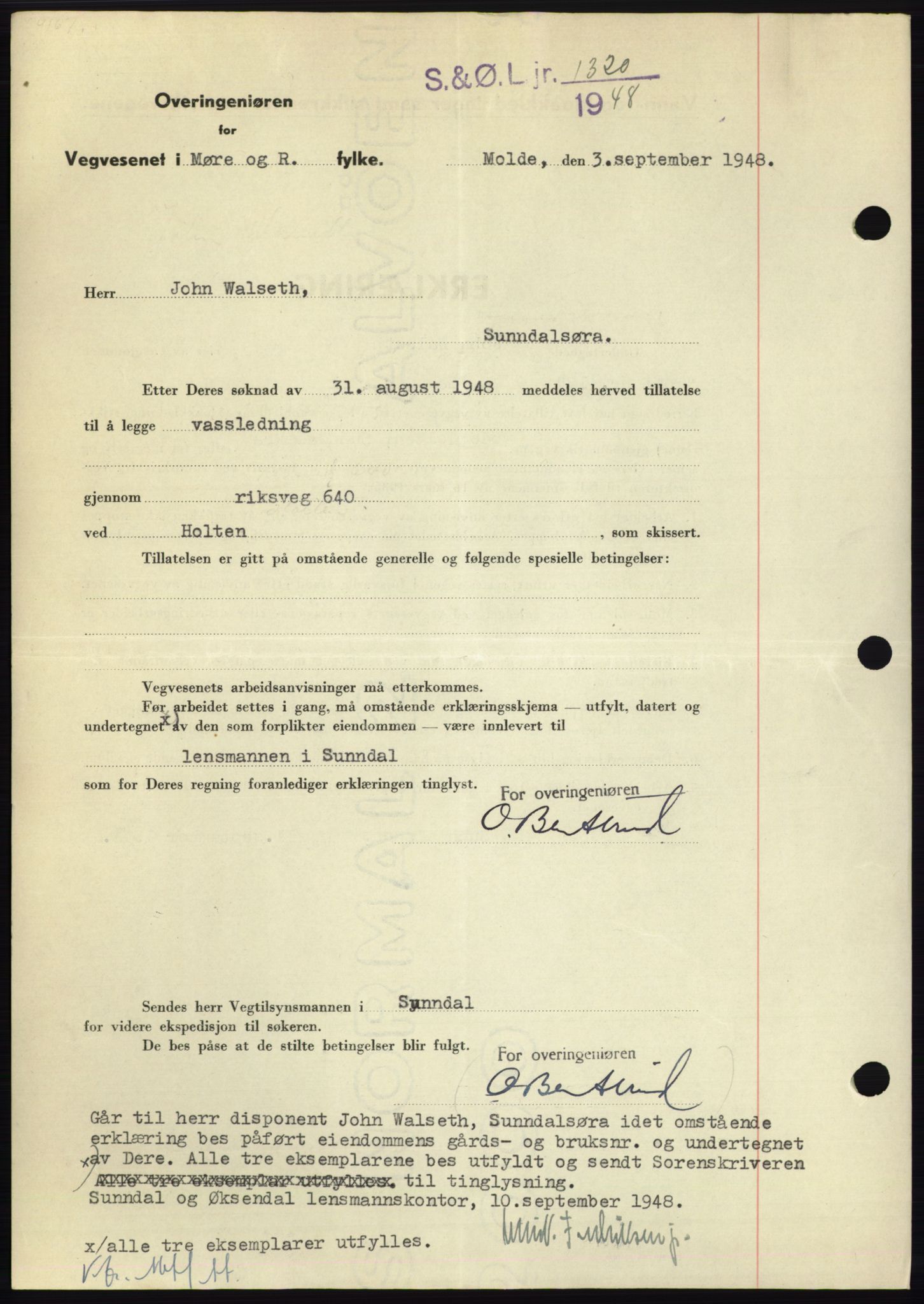 Nordmøre sorenskriveri, AV/SAT-A-4132/1/2/2Ca: Pantebok nr. B99, 1948-1948, Dagboknr: 2595/1948