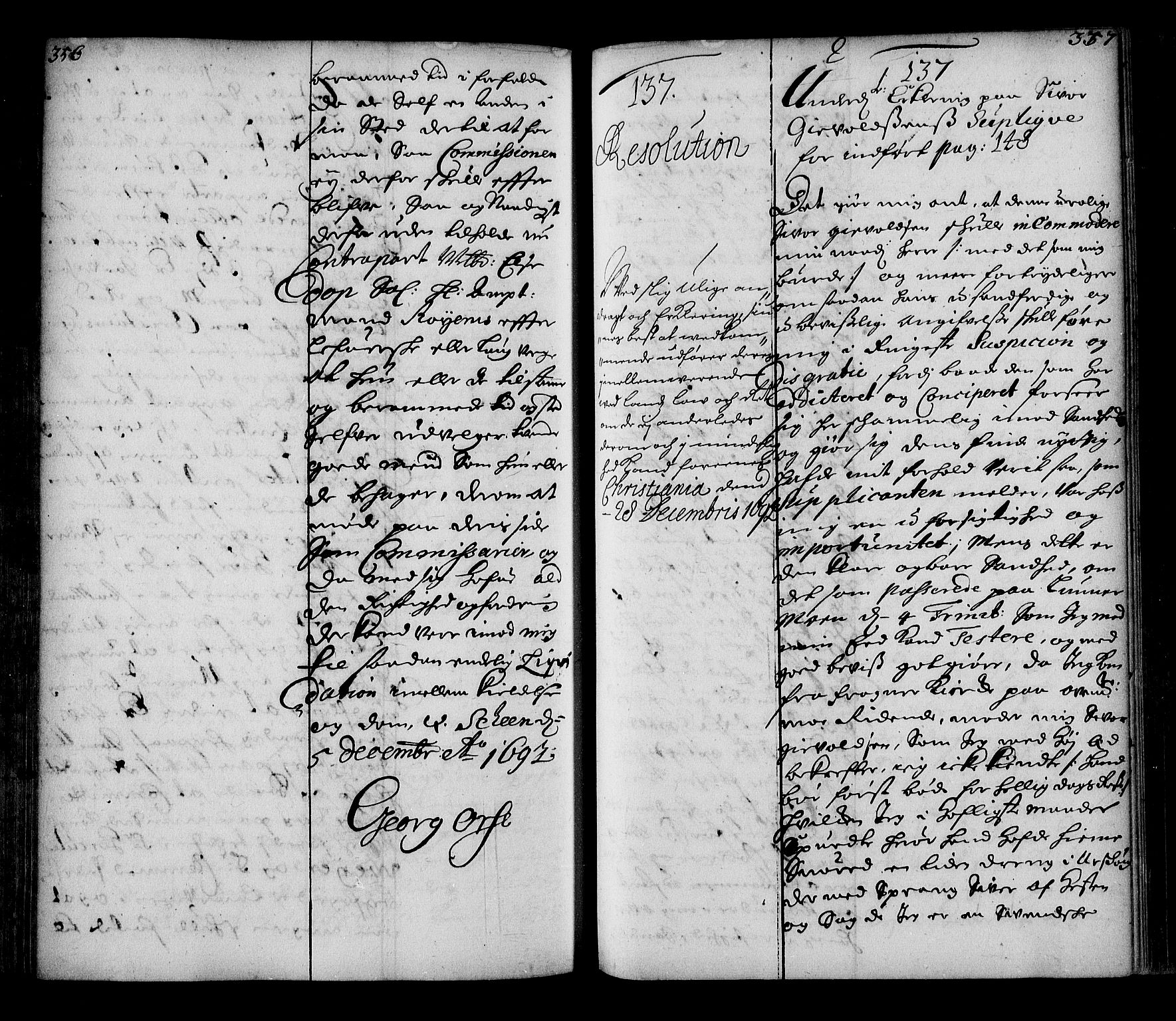 Stattholderembetet 1572-1771, AV/RA-EA-2870/Ae/L0010: Supplikasjons- og resolusjonsprotokoll, 1692-1693, s. 356-357