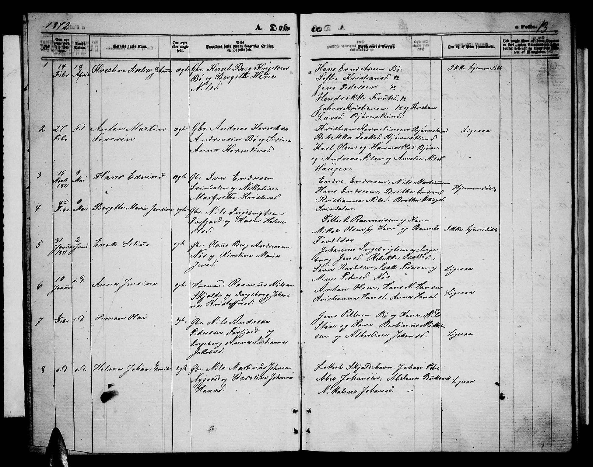 Ministerialprotokoller, klokkerbøker og fødselsregistre - Nordland, AV/SAT-A-1459/898/L1426: Klokkerbok nr. 898C01, 1869-1886, s. 13