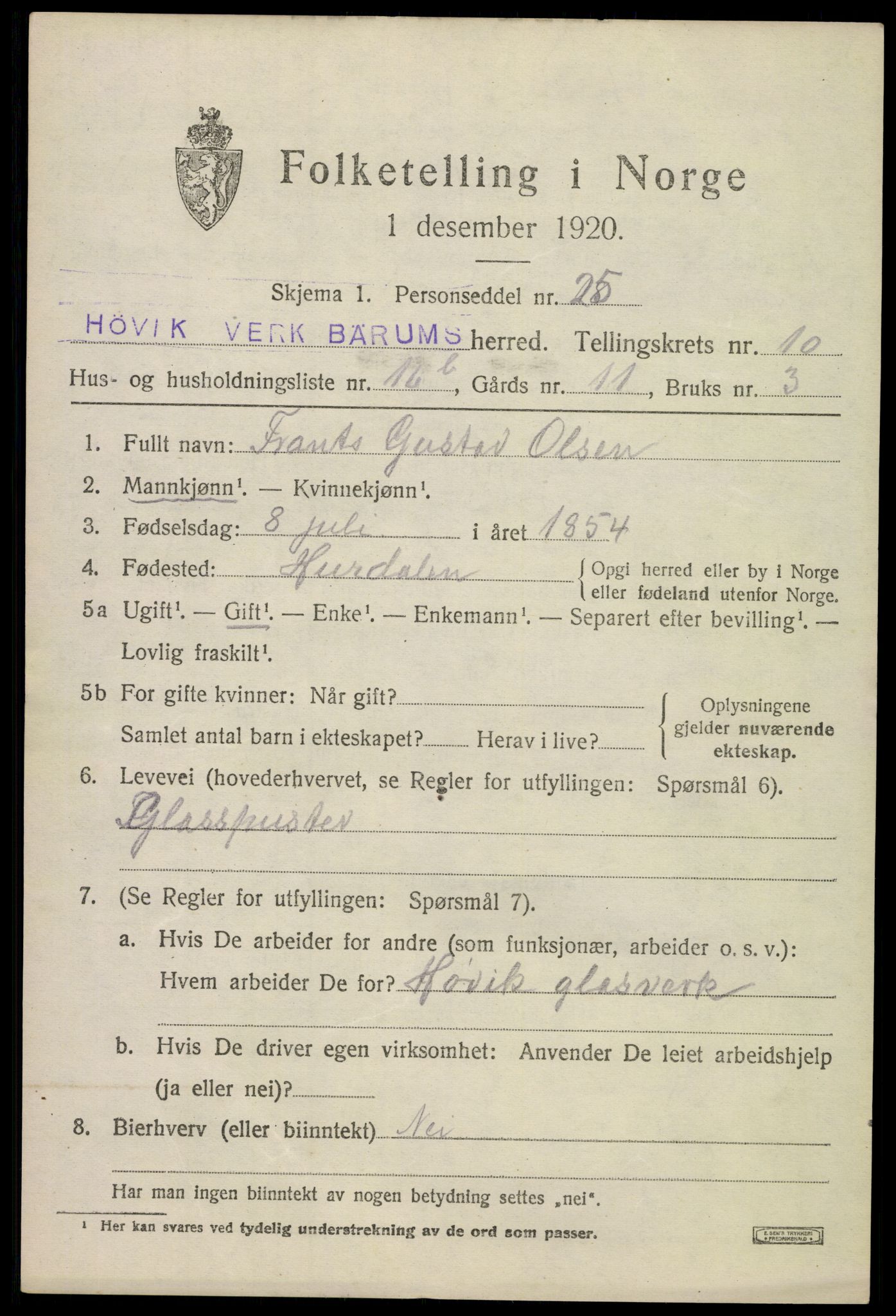 SAO, Folketelling 1920 for 0219 Bærum herred, 1920, s. 23422
