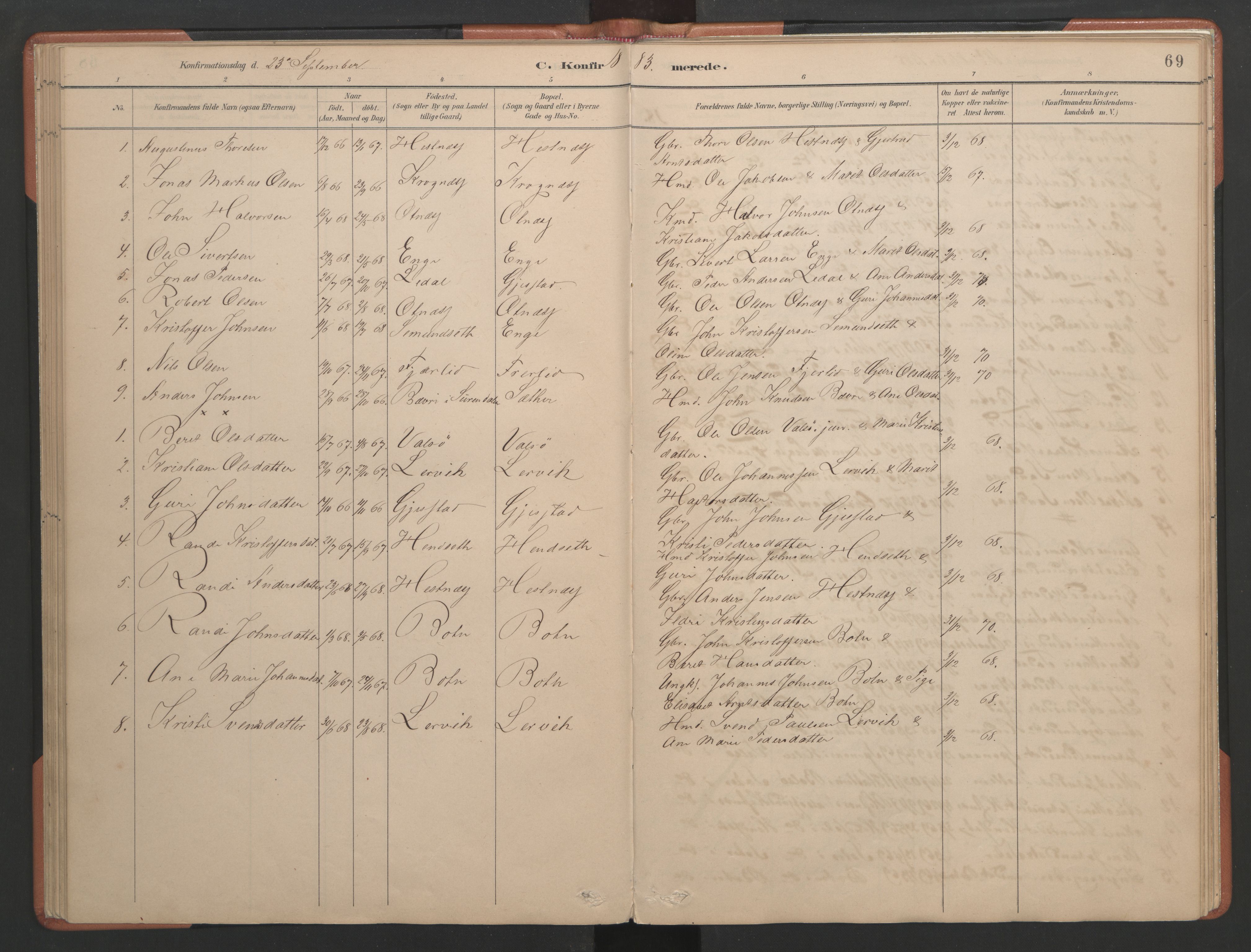 Ministerialprotokoller, klokkerbøker og fødselsregistre - Møre og Romsdal, AV/SAT-A-1454/580/L0926: Klokkerbok nr. 580C01, 1882-1903, s. 69