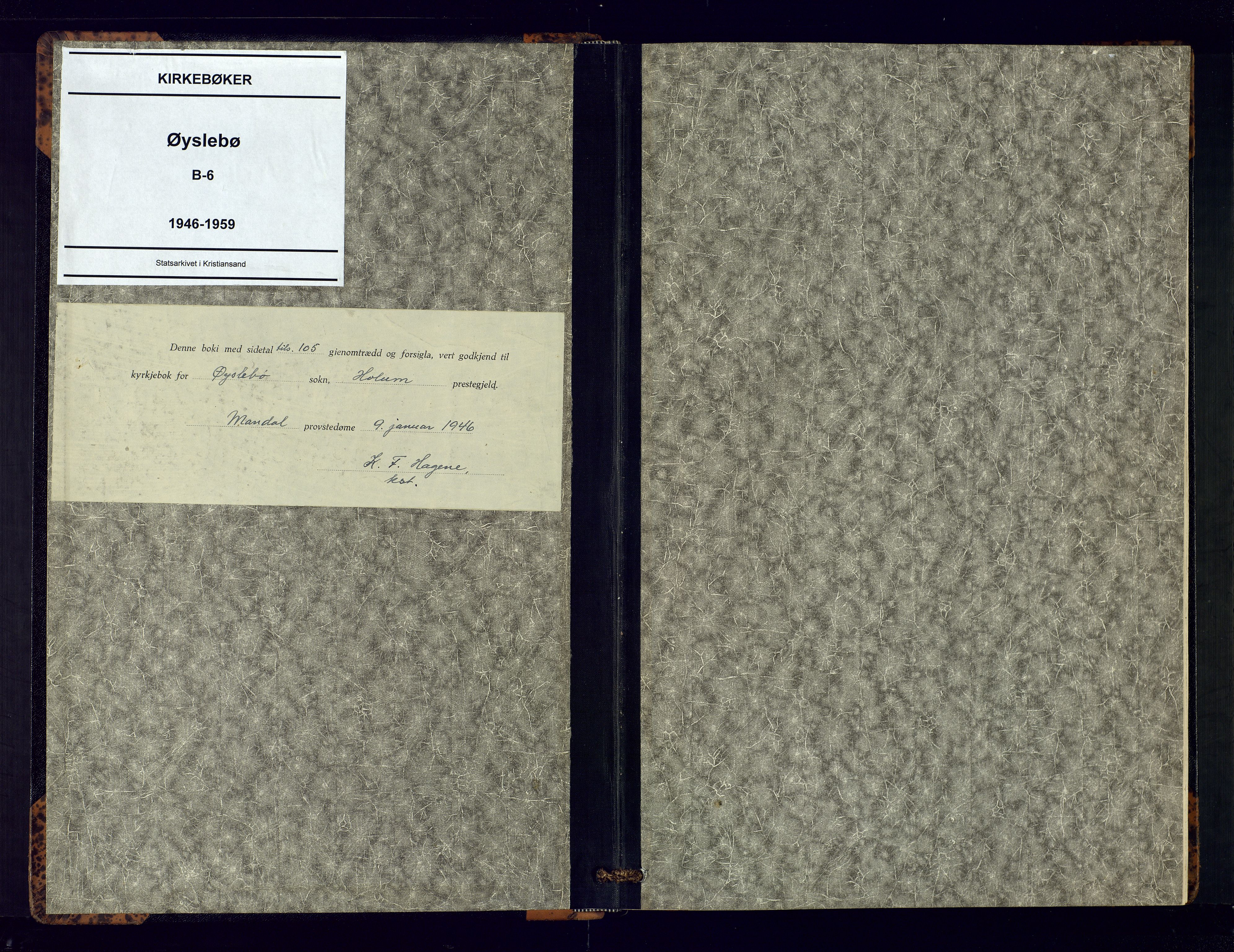 Holum sokneprestkontor, SAK/1111-0022/F/Fb/Fbc/L0006: Klokkerbok nr. B-6, 1946-1959