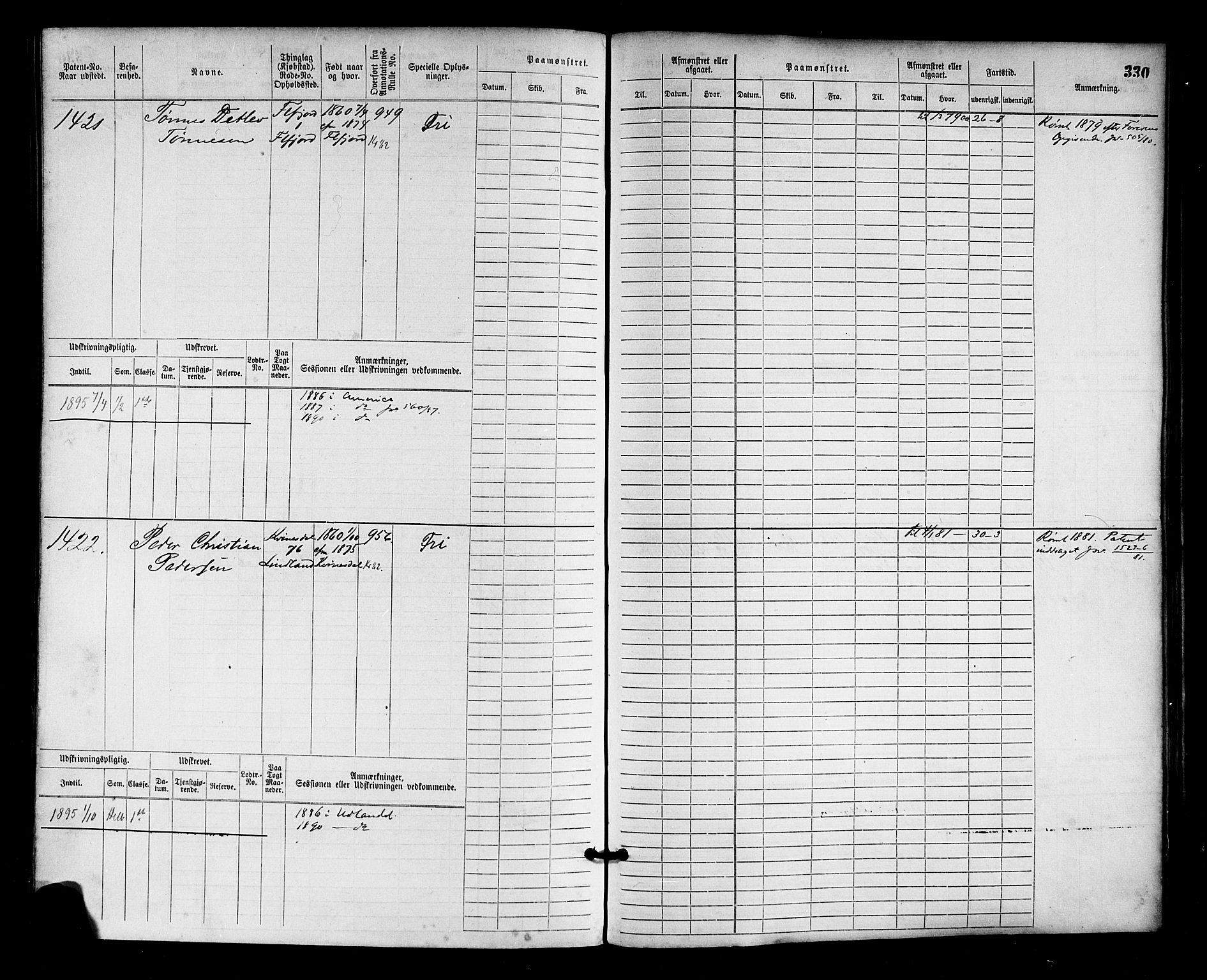 Flekkefjord mønstringskrets, AV/SAK-2031-0018/F/Fb/L0002: Hovedrulle nr 765-1514, N-5, 1868-1900, s. 335