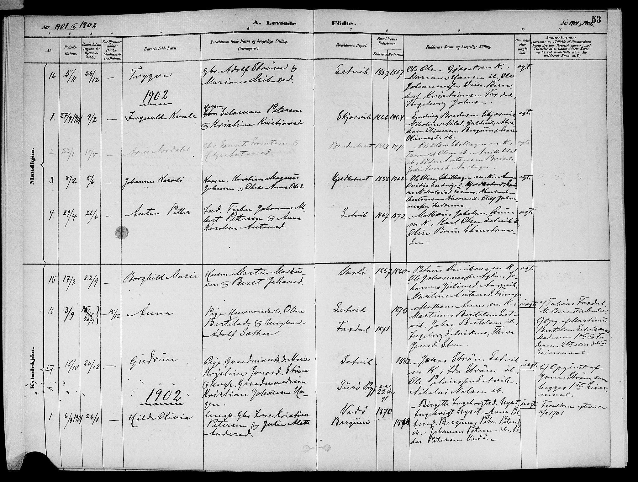 Ministerialprotokoller, klokkerbøker og fødselsregistre - Nord-Trøndelag, AV/SAT-A-1458/773/L0617: Ministerialbok nr. 773A08, 1887-1910, s. 53