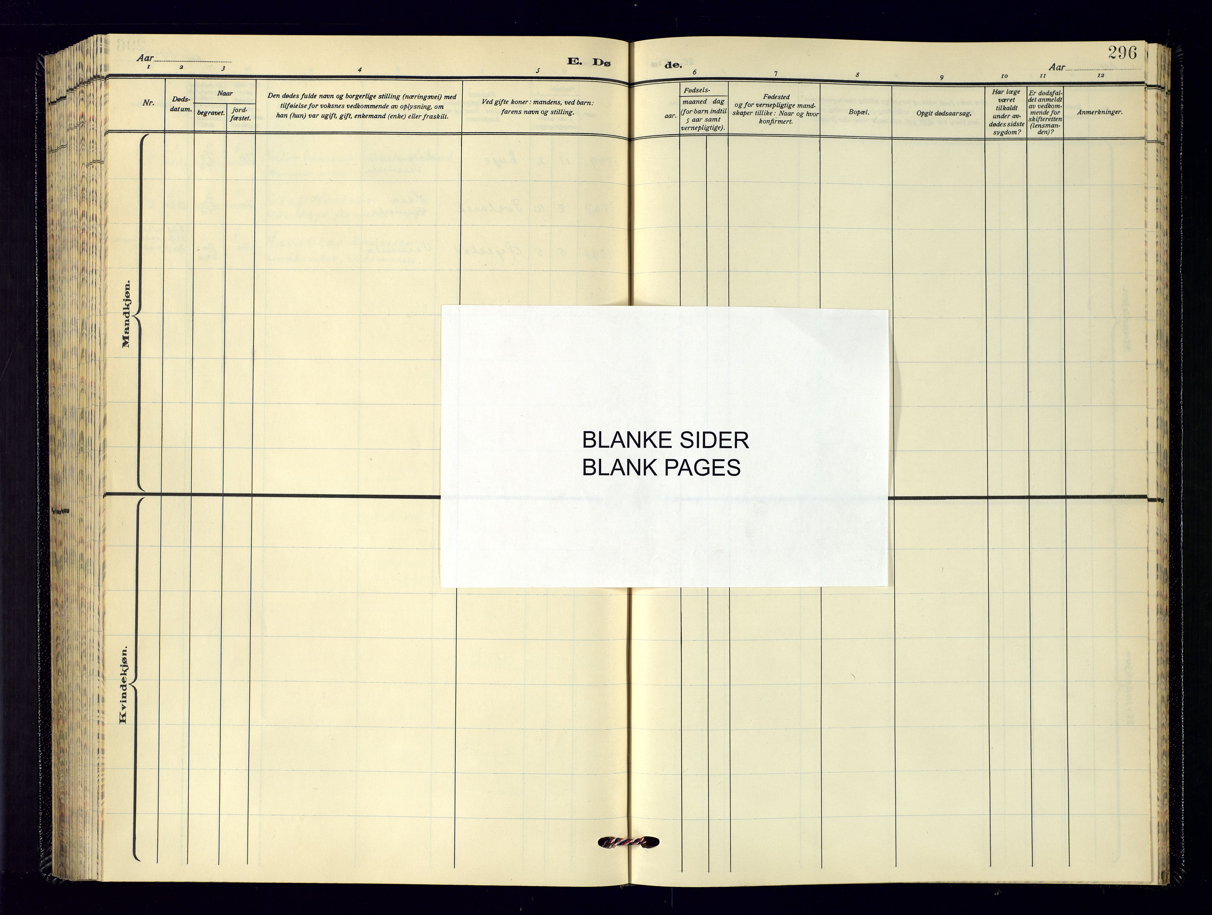 Vennesla sokneprestkontor, SAK/1111-0045/Fb/Fbb/L0009: Klokkerbok nr. B-9, 1948-1961, s. 296