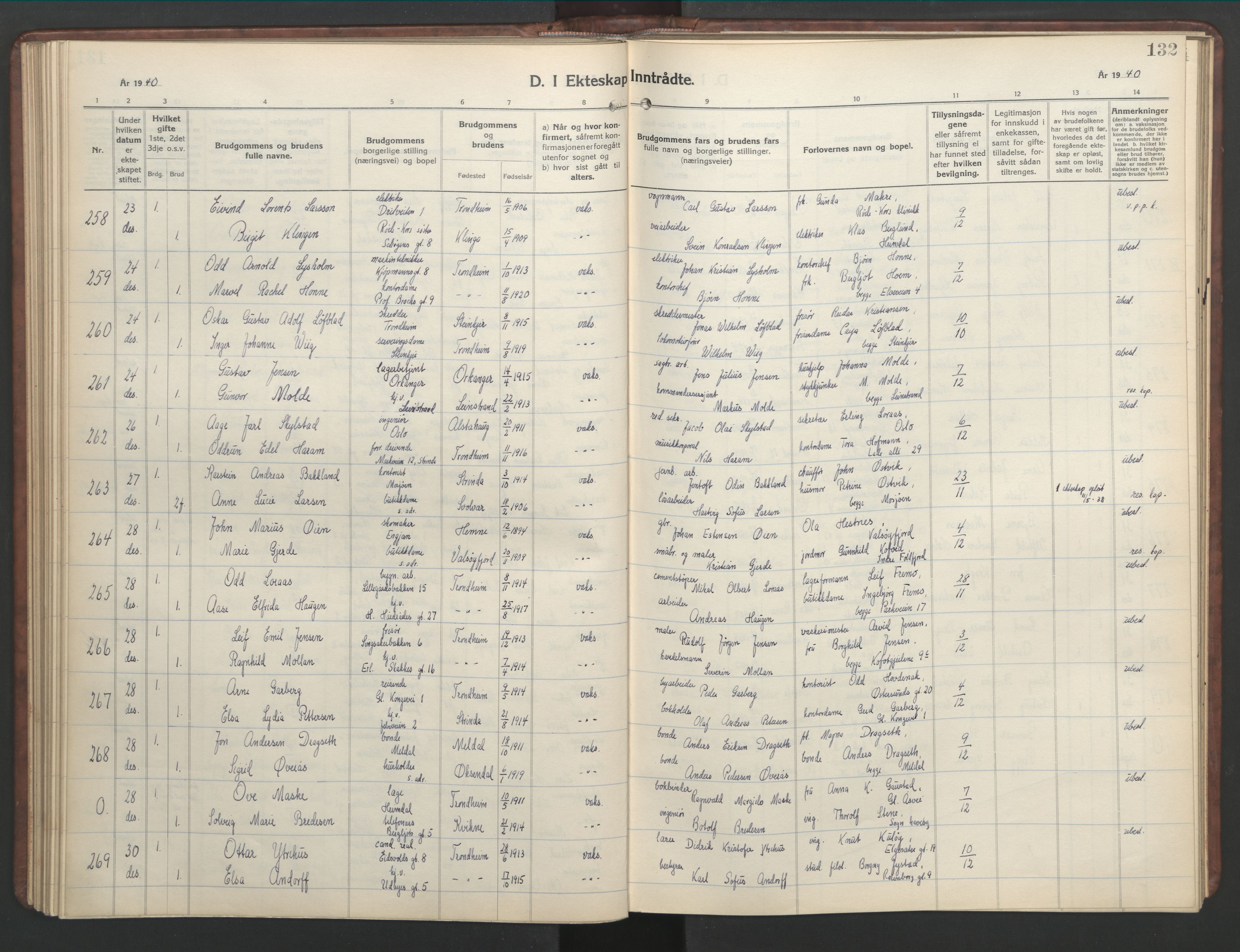 Ministerialprotokoller, klokkerbøker og fødselsregistre - Sør-Trøndelag, AV/SAT-A-1456/601/L0101: Klokkerbok nr. 601C19, 1935-1946, s. 132