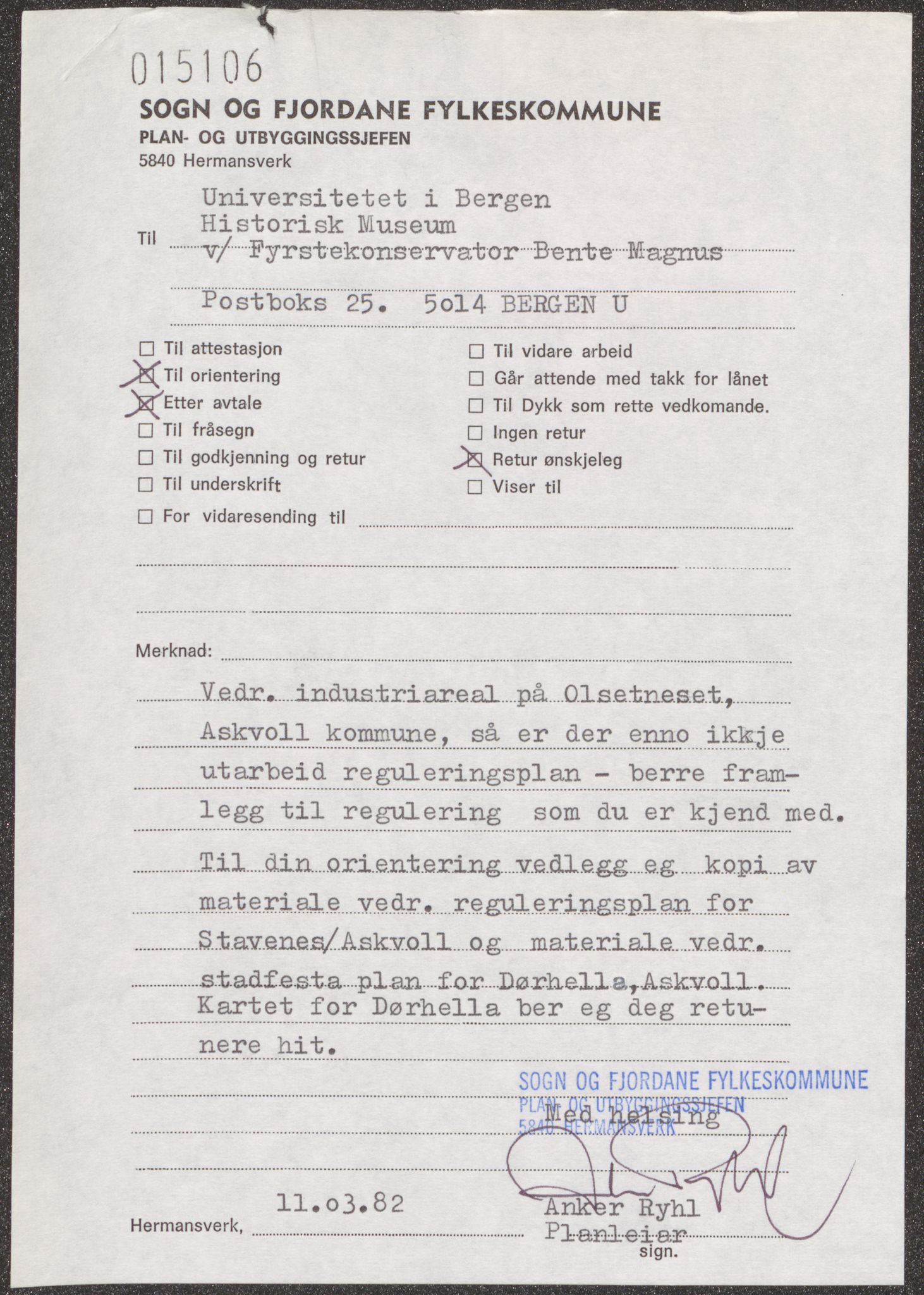 Arkeologisk arkiv, UMB/A003/E/Ea/L0001/0007: Askvoll  / Dørhella, gnr. 31, 1956-1983