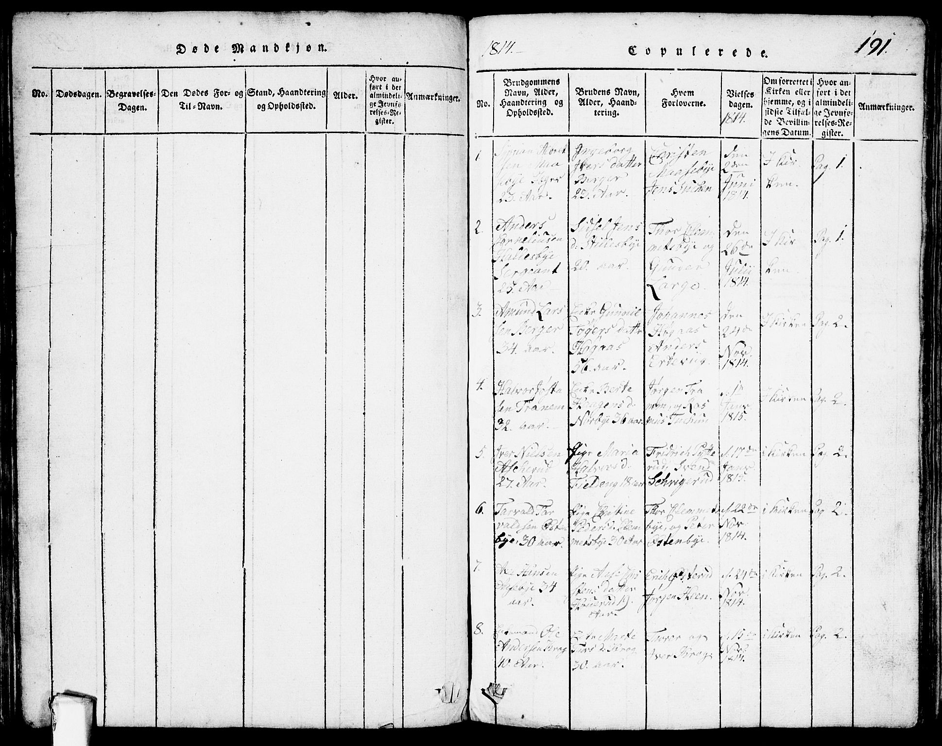 Rødenes prestekontor Kirkebøker, AV/SAO-A-2005/G/Ga/L0001: Klokkerbok nr.  I 1, 1814-1841, s. 191
