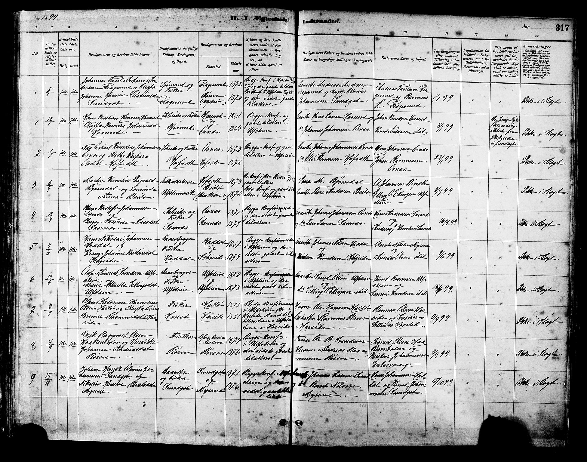 Ministerialprotokoller, klokkerbøker og fødselsregistre - Møre og Romsdal, SAT/A-1454/509/L0112: Klokkerbok nr. 509C02, 1883-1922, s. 317