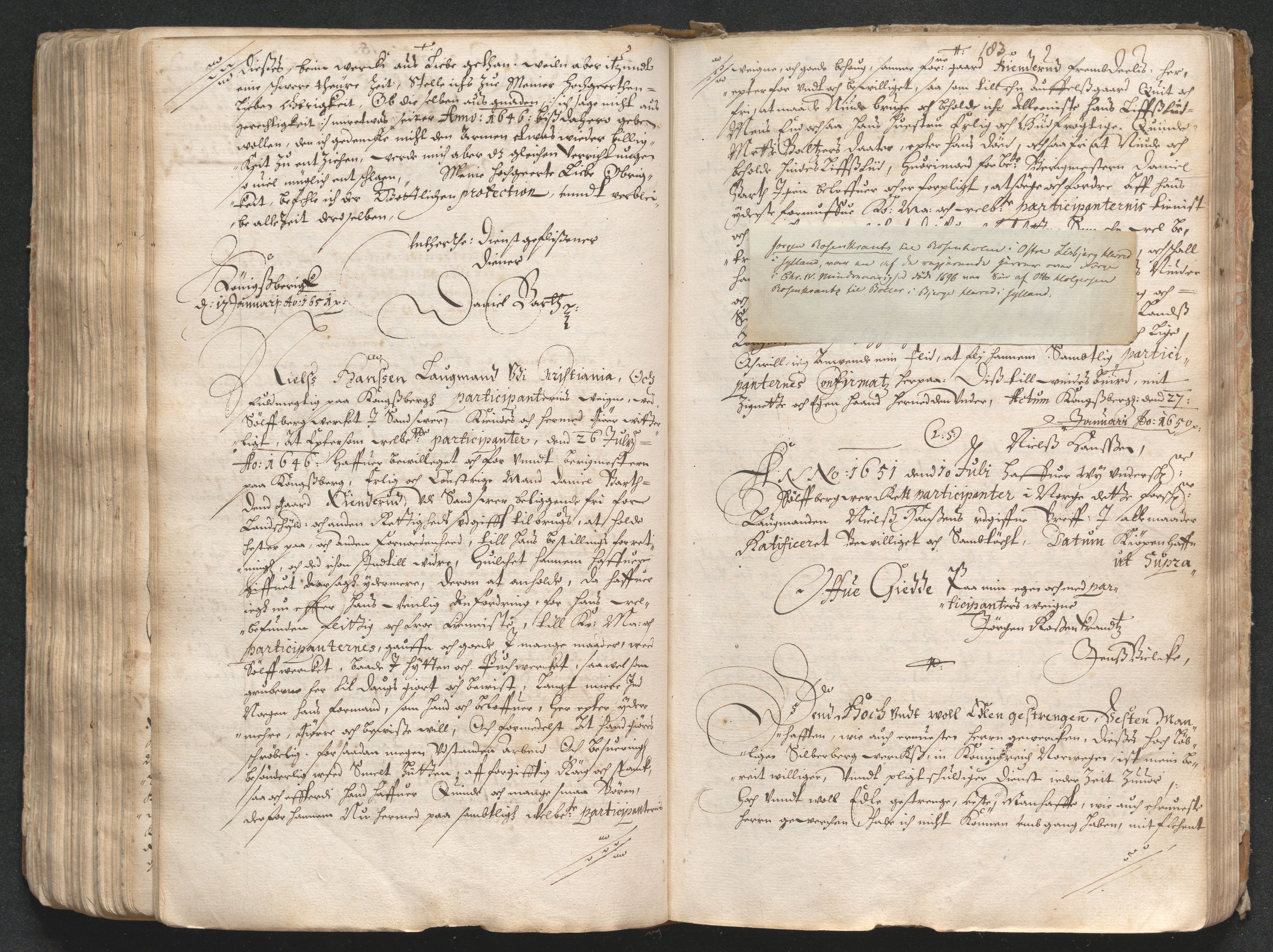 Kongsberg Sølvverk 1623-1816, AV/SAKO-EA-3135/001/A/Aa/L0001: Partisipantenes resolusjonsprotokoll, 1628-1651, s. 182b-183a