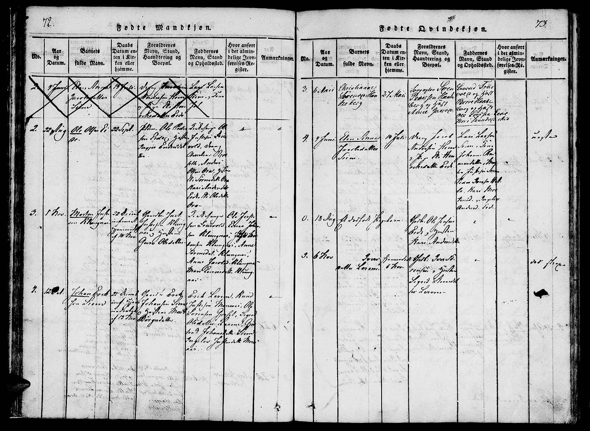 Ministerialprotokoller, klokkerbøker og fødselsregistre - Møre og Romsdal, AV/SAT-A-1454/542/L0551: Ministerialbok nr. 542A01, 1818-1853, s. 72-73