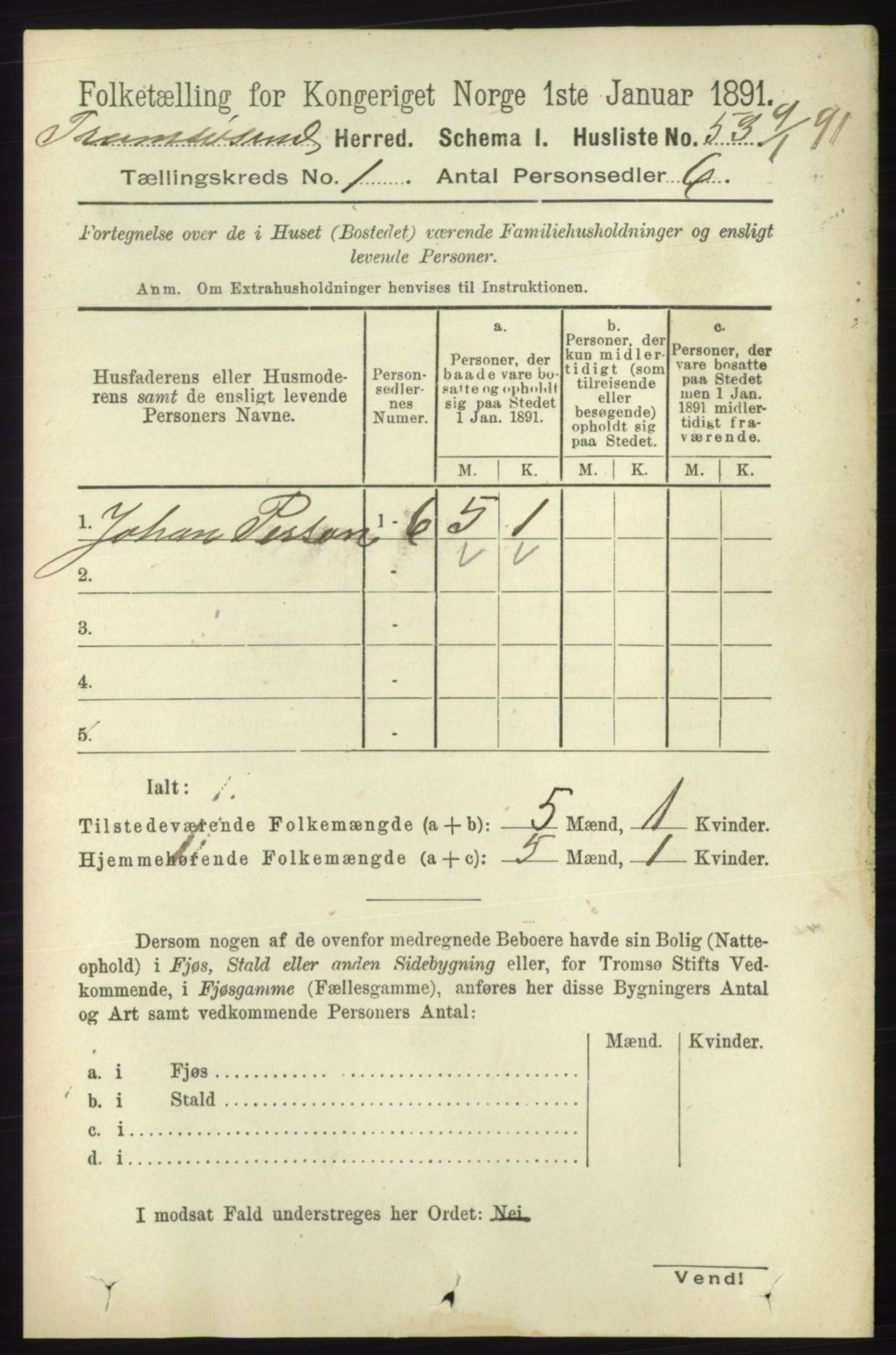 RA, Folketelling 1891 for 1934 Tromsøysund herred, 1891, s. 75