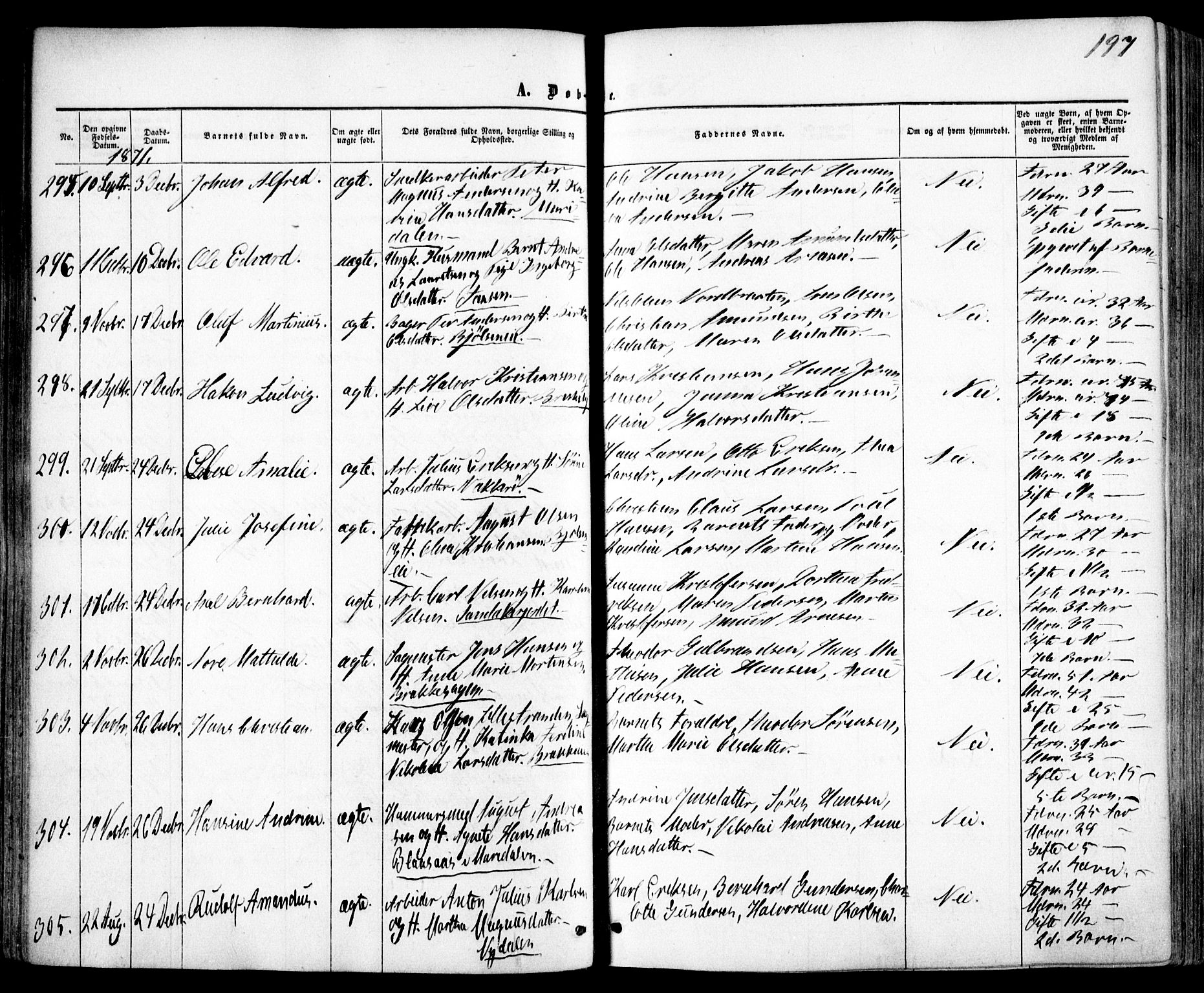 Vestre Aker prestekontor Kirkebøker, AV/SAO-A-10025/F/Fa/L0004: Ministerialbok nr. 4, 1857-1877, s. 197