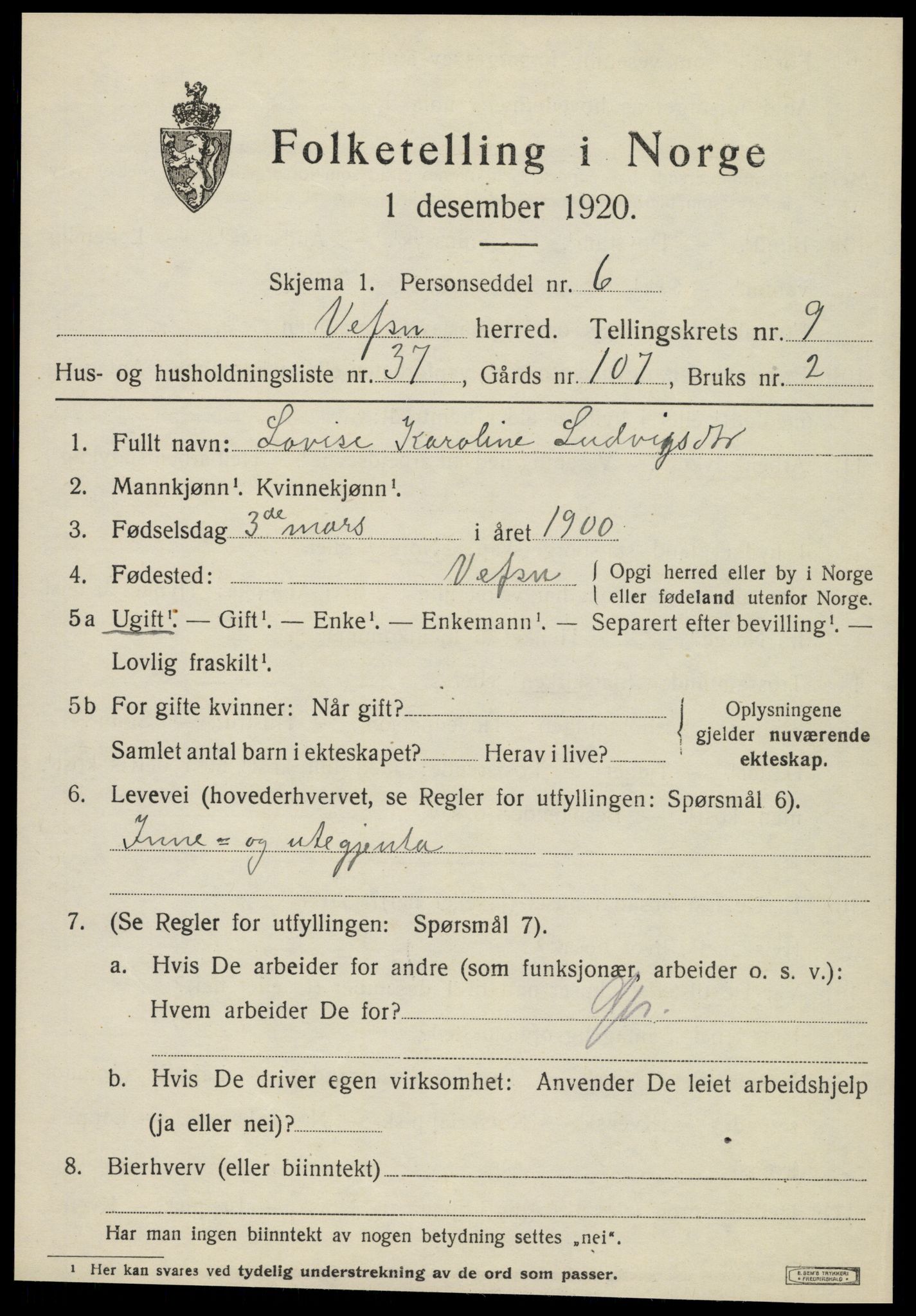 SAT, Folketelling 1920 for 1824 Vefsn herred, 1920, s. 6181