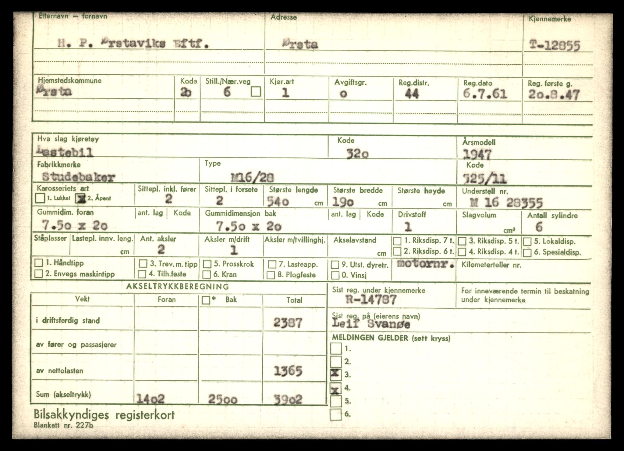 Møre og Romsdal vegkontor - Ålesund trafikkstasjon, AV/SAT-A-4099/F/Fe/L0036: Registreringskort for kjøretøy T 12831 - T 13030, 1927-1998, s. 501