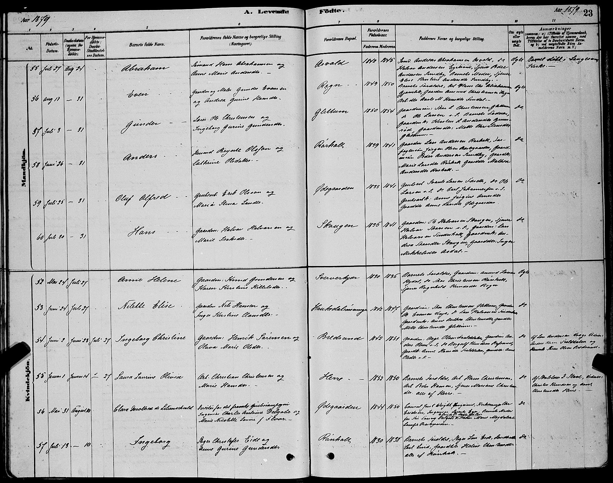 Bamble kirkebøker, AV/SAKO-A-253/G/Ga/L0008: Klokkerbok nr. I 8, 1878-1888, s. 23