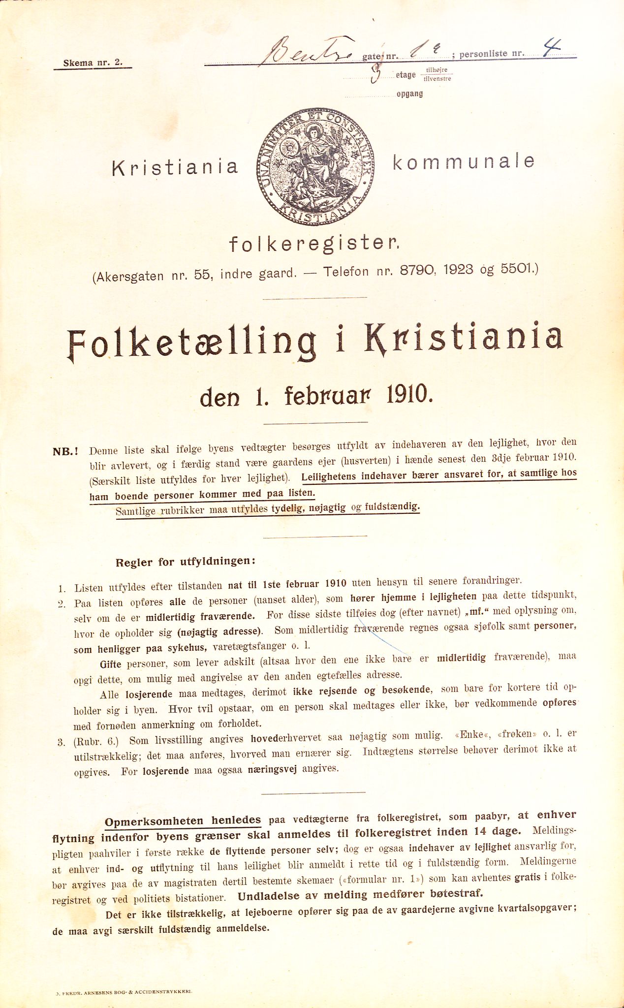 OBA, Kommunal folketelling 1.2.1910 for Kristiania, 1910, s. 3360