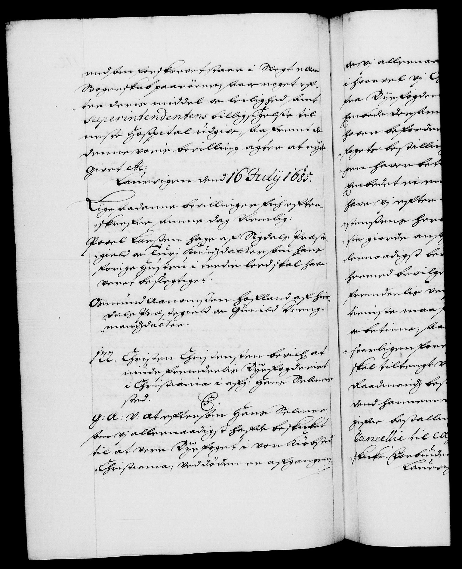 Danske Kanselli 1572-1799, RA/EA-3023/F/Fc/Fca/Fcaa/L0014: Norske registre (mikrofilm), 1685-1687, s. 112b