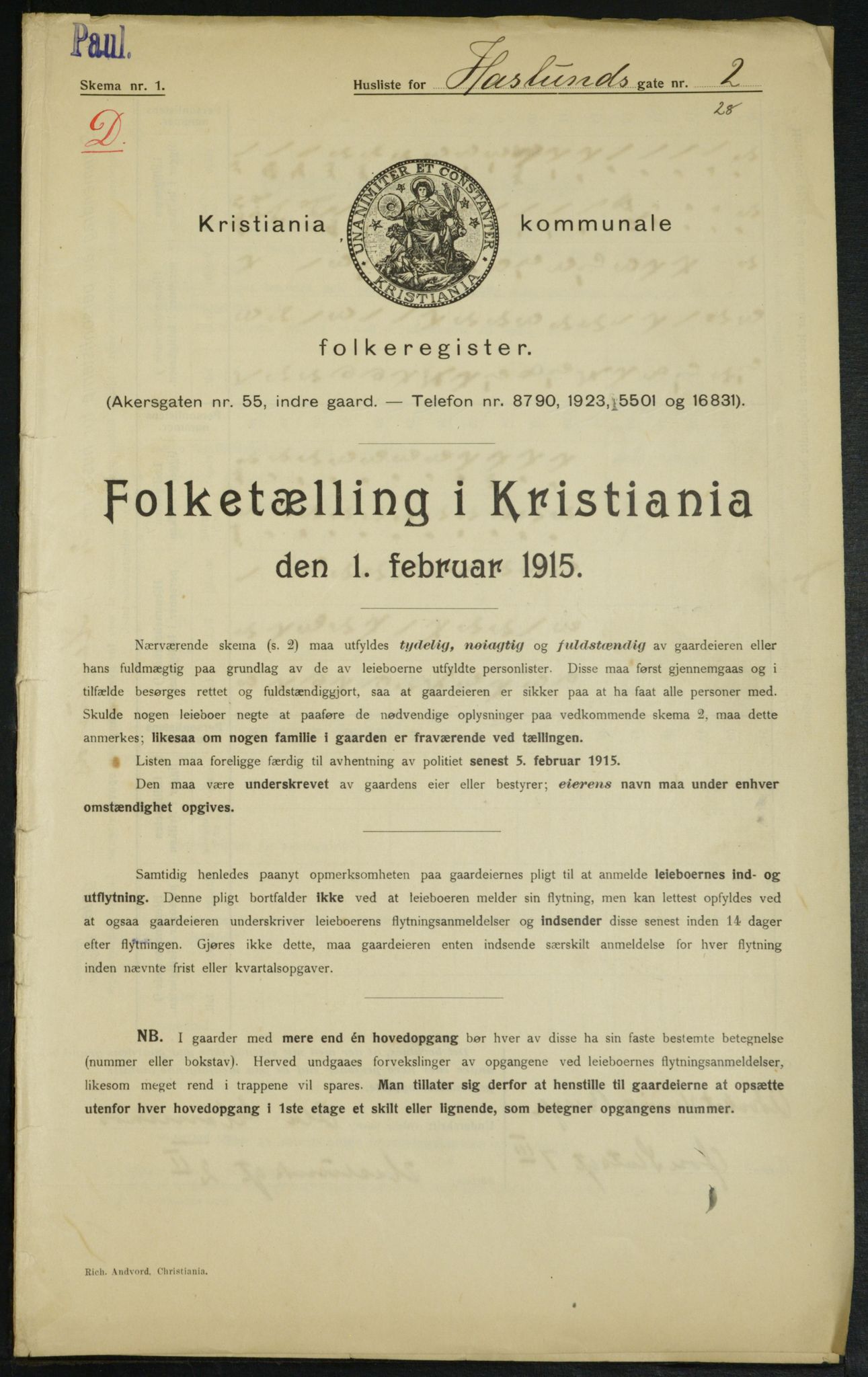 OBA, Kommunal folketelling 1.2.1915 for Kristiania, 1915, s. 26264