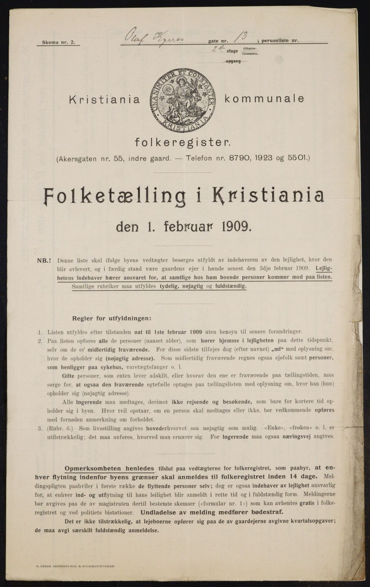 OBA, Kommunal folketelling 1.2.1909 for Kristiania kjøpstad, 1909, s. 68217