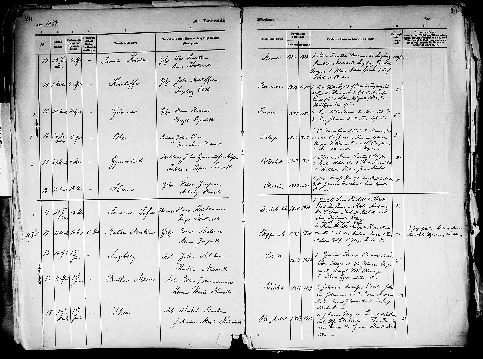 Holla kirkebøker, AV/SAKO-A-272/F/Fa/L0008: Ministerialbok nr. 8, 1882-1897, s. 20