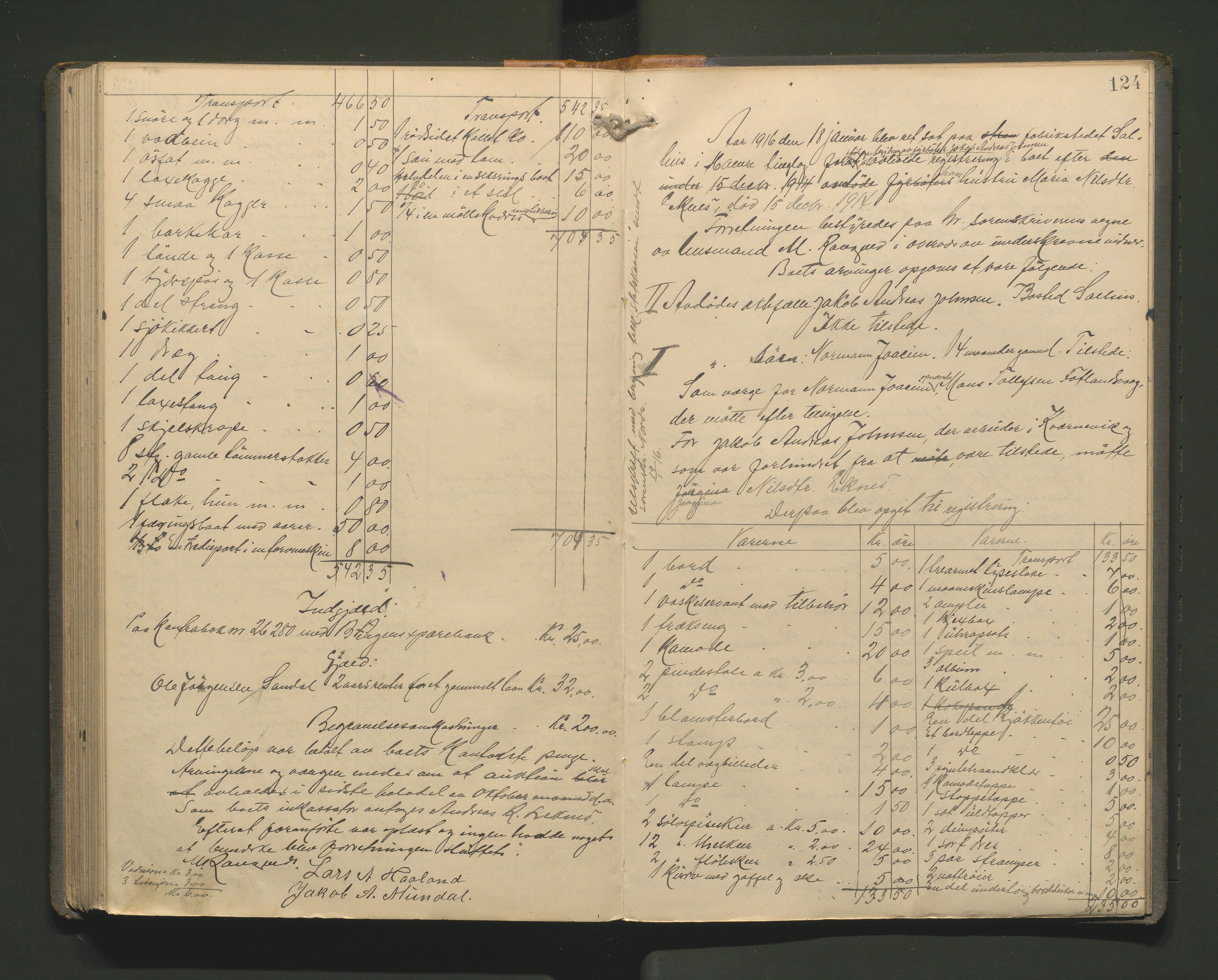Lensmannen i Hamre, SAB/A-32601/0006/L0003: Registreringsprotokoll, 1904-1917, s. 123b-124a