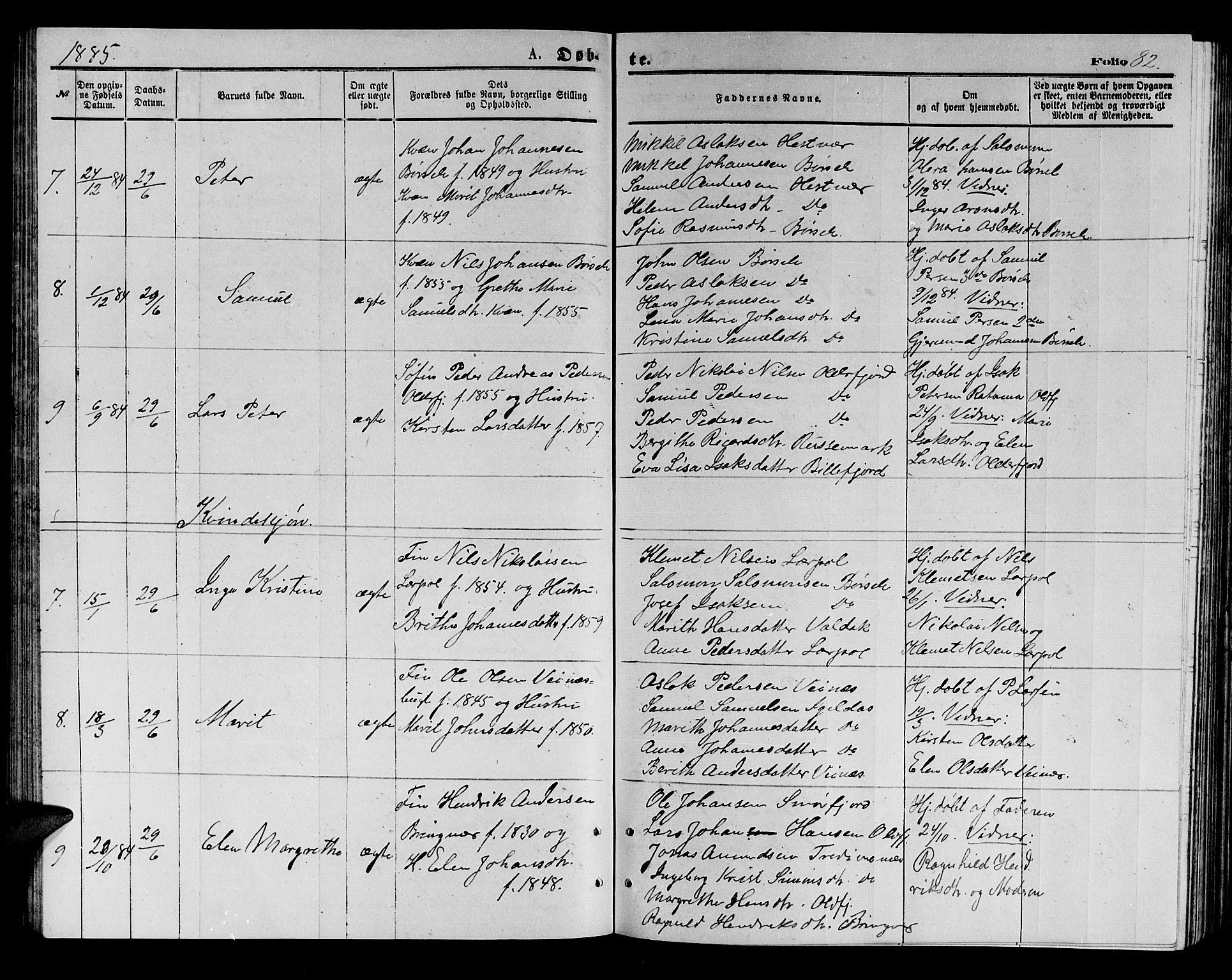 Kistrand/Porsanger sokneprestembete, AV/SATØ-S-1351/H/Hb/L0003.klokk: Klokkerbok nr. 3, 1874-1885, s. 82