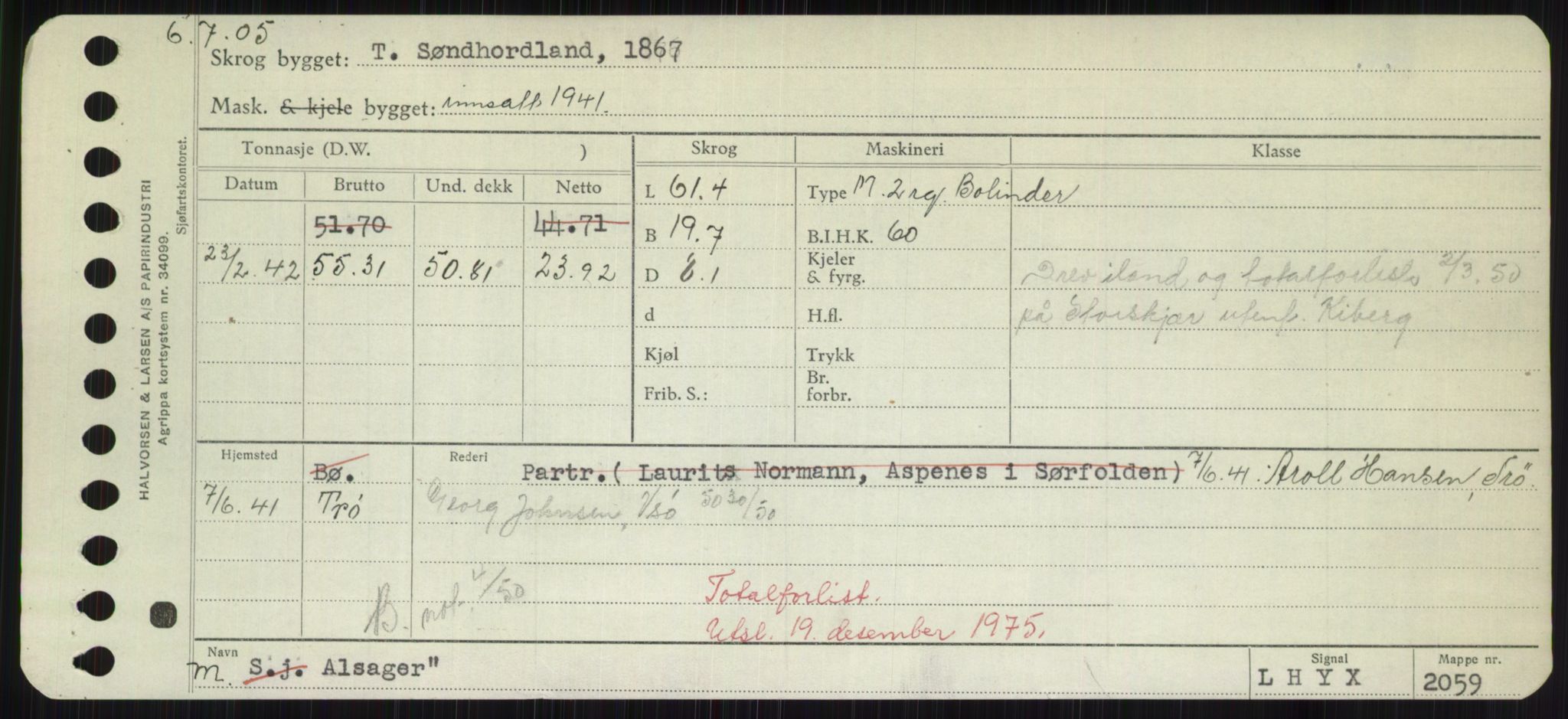 Sjøfartsdirektoratet med forløpere, Skipsmålingen, RA/S-1627/H/Hd/L0001: Fartøy, A-Anv, s. 401