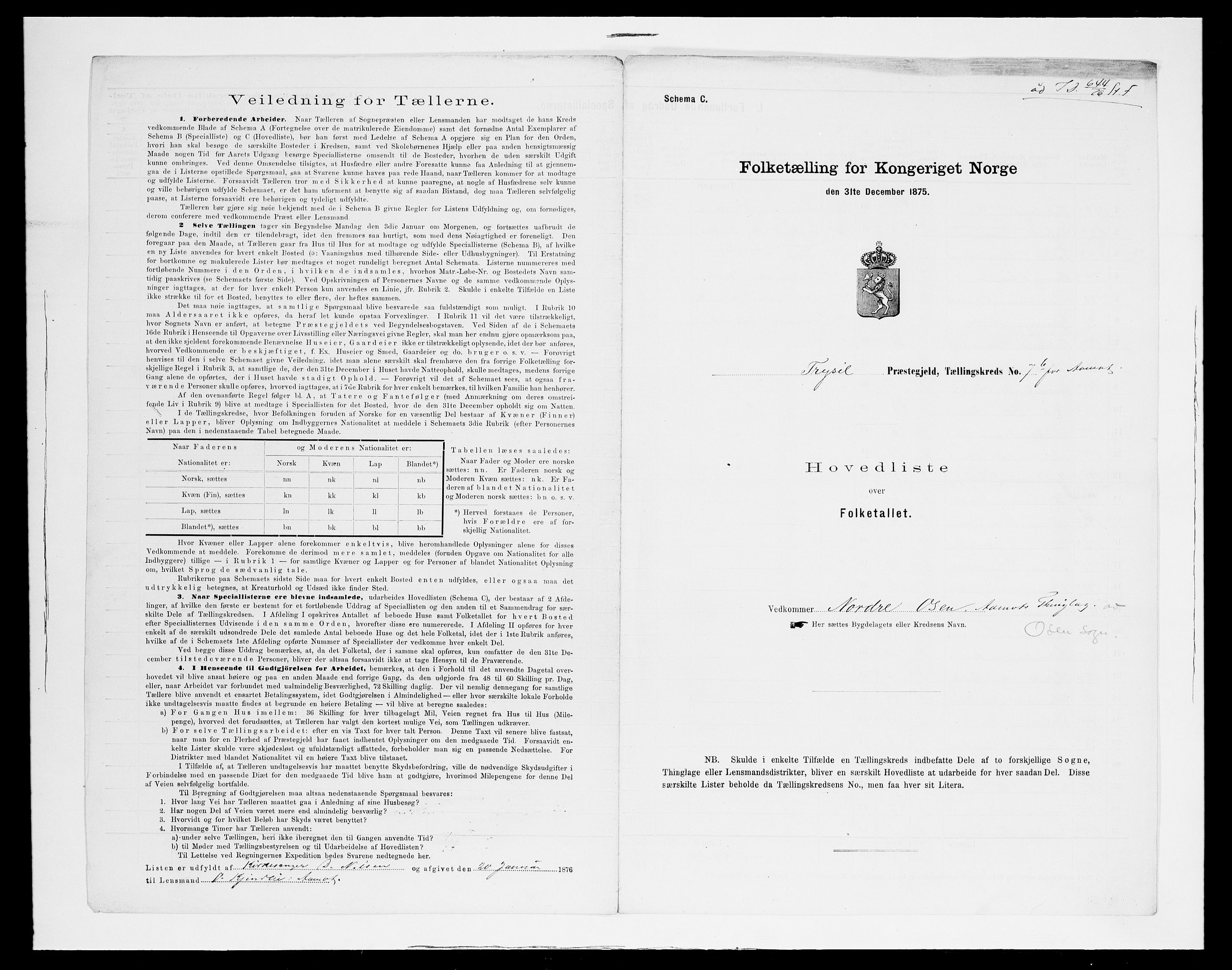 SAH, Folketelling 1875 for 0428P Trysil prestegjeld, 1875, s. 43