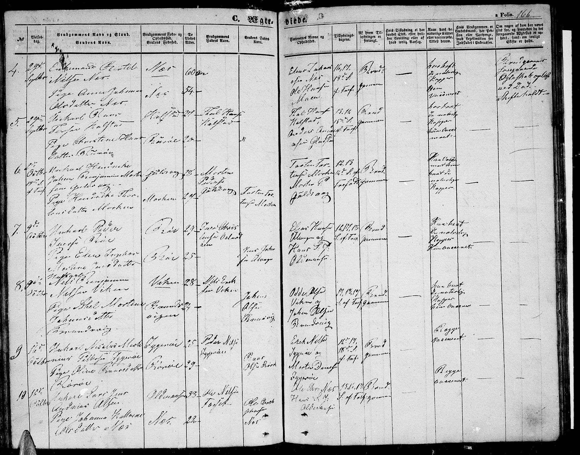 Ministerialprotokoller, klokkerbøker og fødselsregistre - Nordland, AV/SAT-A-1459/816/L0251: Klokkerbok nr. 816C01, 1852-1870, s. 166