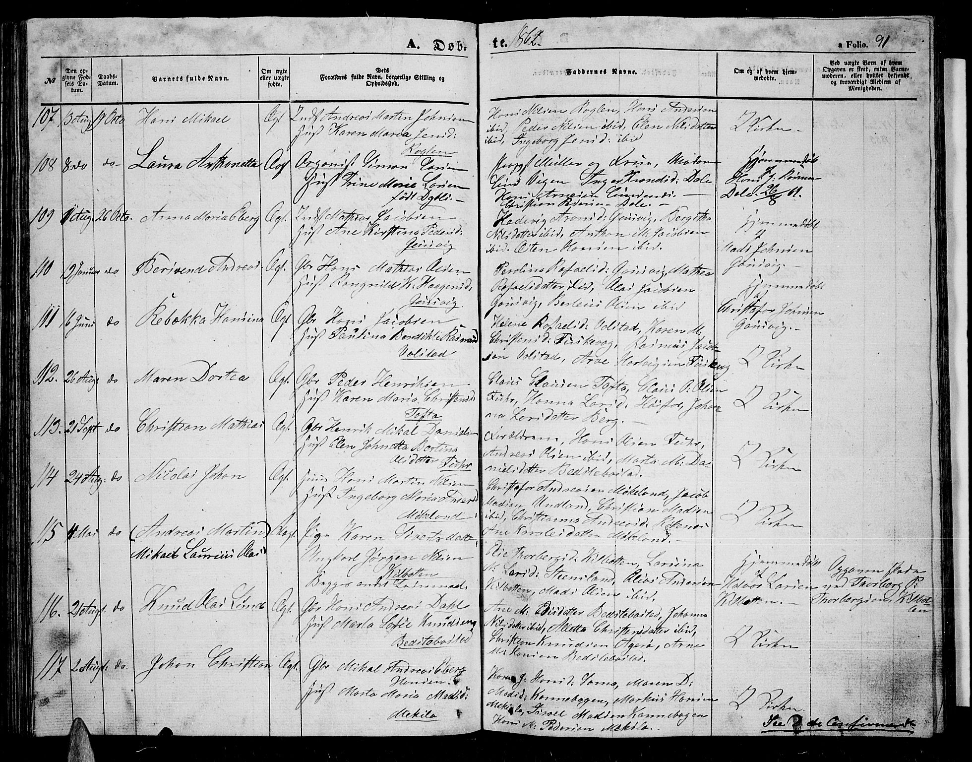Trondenes sokneprestkontor, AV/SATØ-S-1319/H/Hb/L0007klokker: Klokkerbok nr. 7, 1855-1862, s. 91