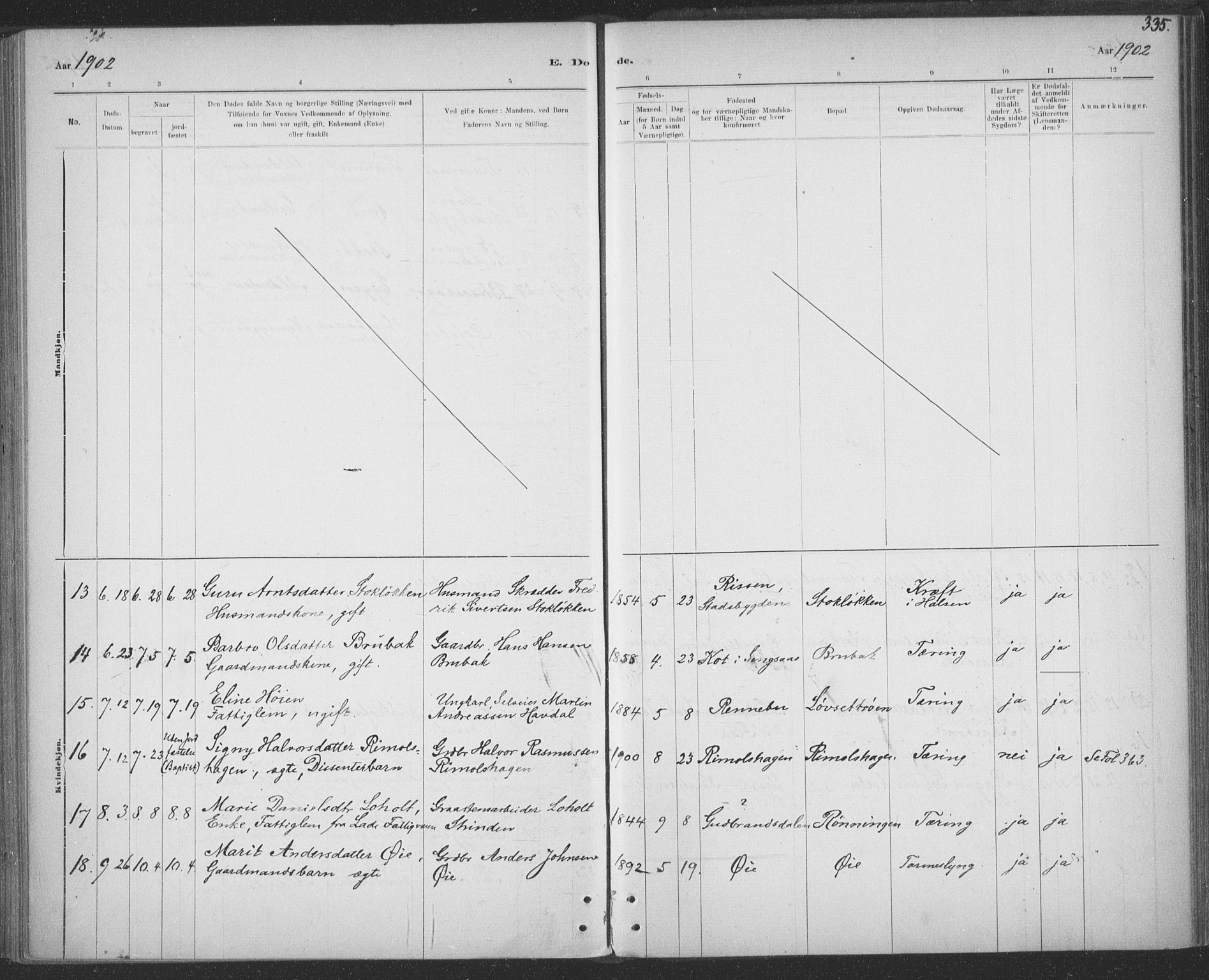 Ministerialprotokoller, klokkerbøker og fødselsregistre - Sør-Trøndelag, SAT/A-1456/691/L1085: Ministerialbok nr. 691A17, 1887-1908, s. 335