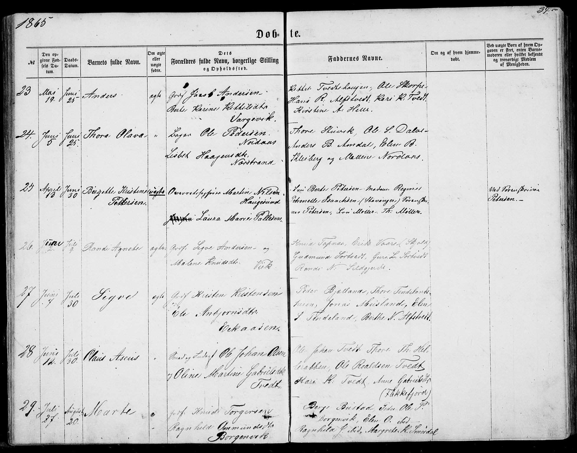 Nedstrand sokneprestkontor, AV/SAST-A-101841/01/IV: Ministerialbok nr. A 9, 1861-1876, s. 34