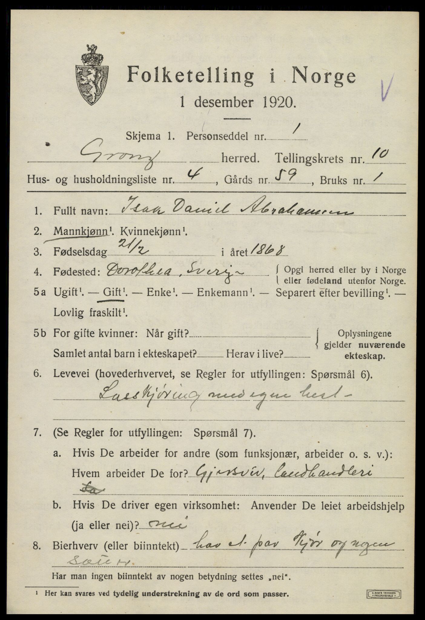 SAT, Folketelling 1920 for 1742 Grong herred, 1920, s. 5627