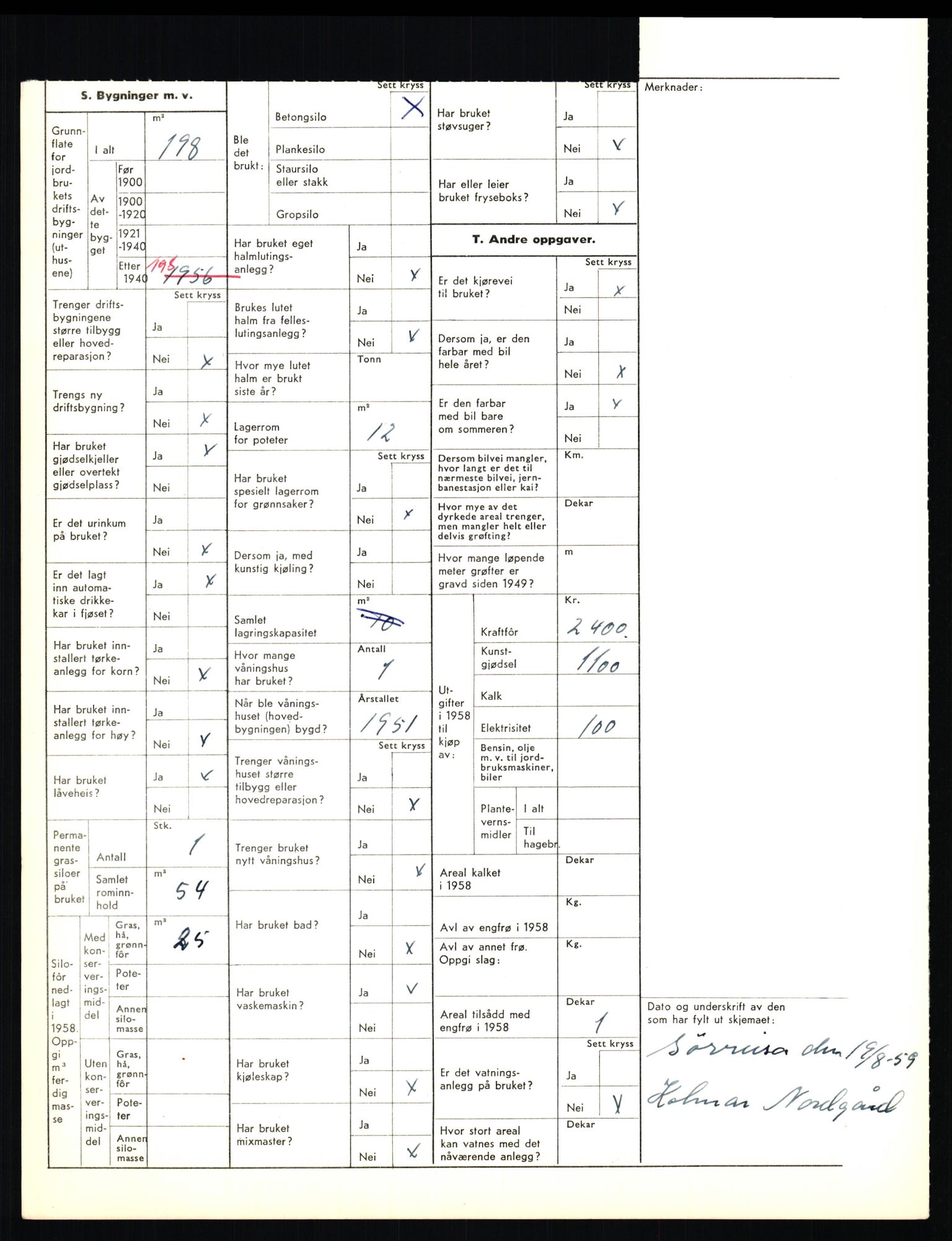 Statistisk sentralbyrå, Næringsøkonomiske emner, Jordbruk, skogbruk, jakt, fiske og fangst, AV/RA-S-2234/G/Gd/L0656: Troms: 1924 Målselv (kl. 0-3) og 1925 Sørreisa, 1959, s. 2093