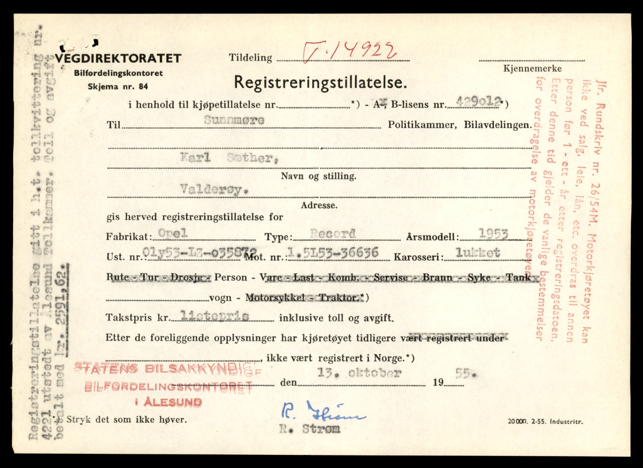 Møre og Romsdal vegkontor - Ålesund trafikkstasjon, AV/SAT-A-4099/F/Fe/L0049: Registreringskort for kjøretøy T 14864 - T 18613, 1927-1998, s. 1369