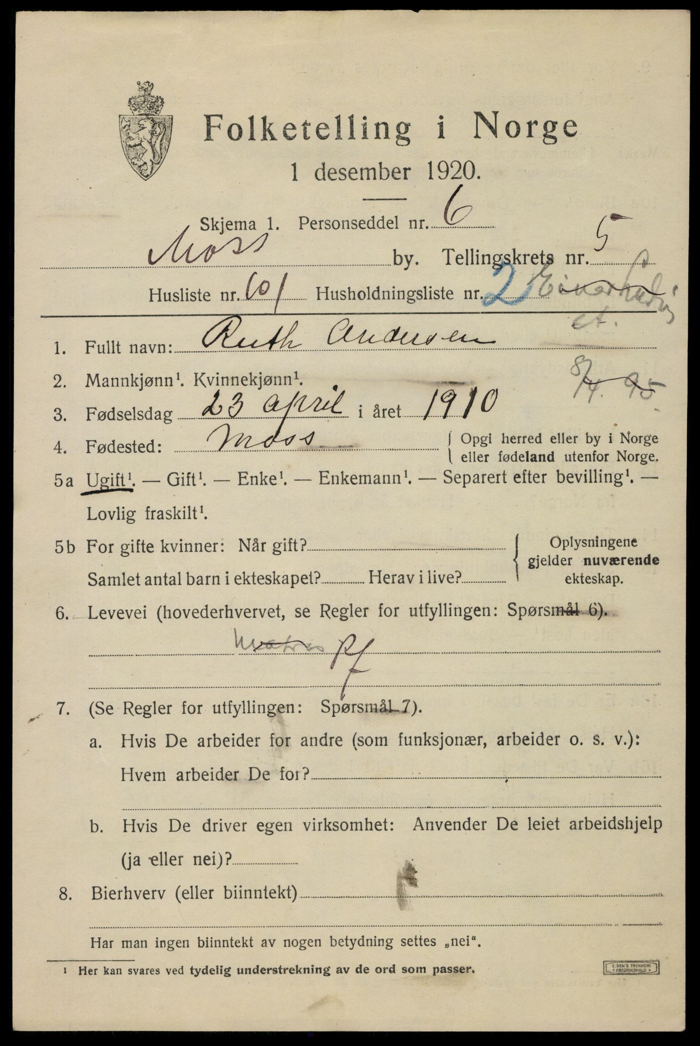 SAO, Folketelling 1920 for 0104 Moss kjøpstad, 1920, s. 17819