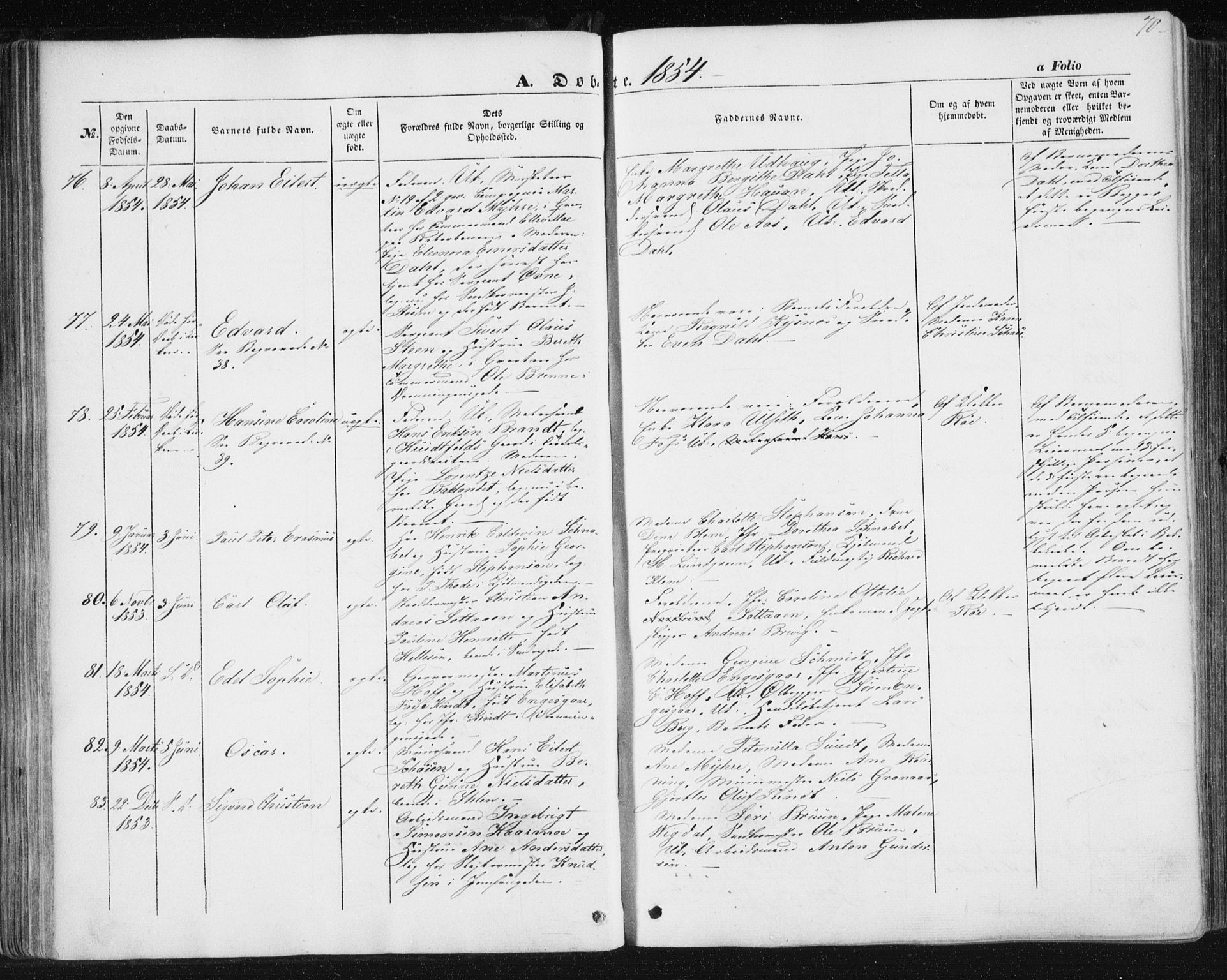 Ministerialprotokoller, klokkerbøker og fødselsregistre - Sør-Trøndelag, AV/SAT-A-1456/602/L0112: Ministerialbok nr. 602A10, 1848-1859, s. 70