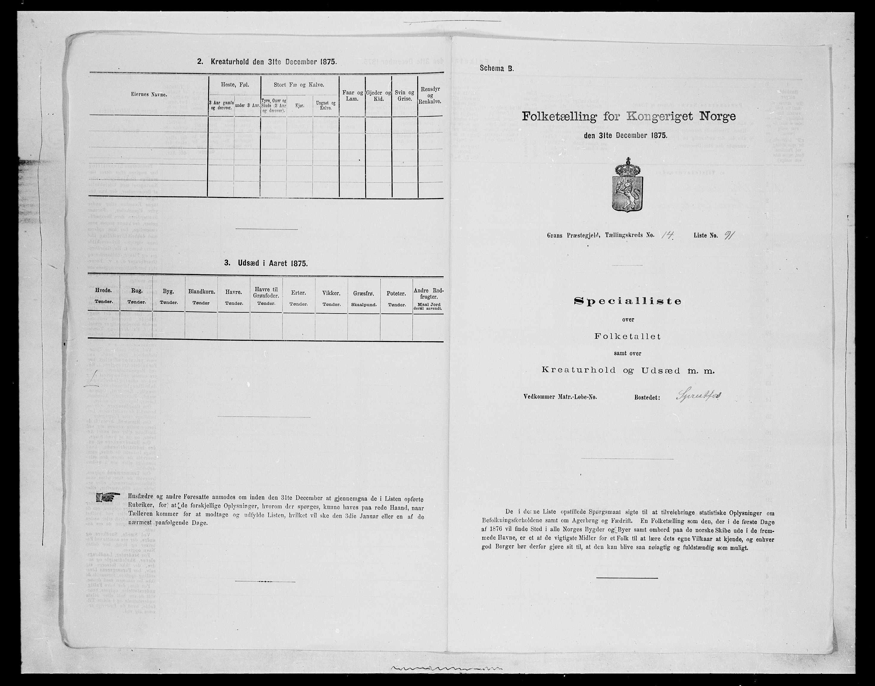 SAH, Folketelling 1875 for 0534P Gran prestegjeld, 1875, s. 2711