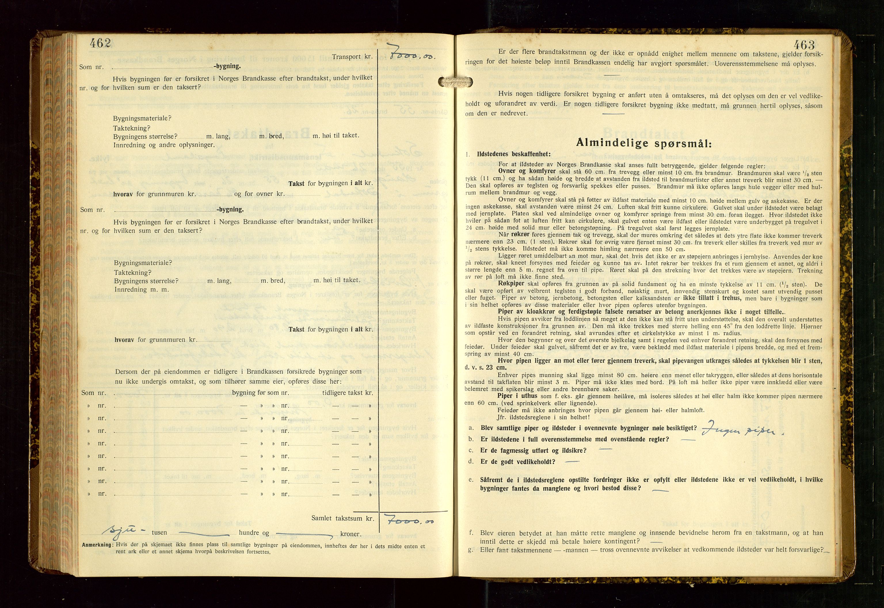 Sokndal lensmannskontor, AV/SAST-A-100417/Gob/L0008: "Brandtakst-Protokoll", 1937-1955, s. 462-463