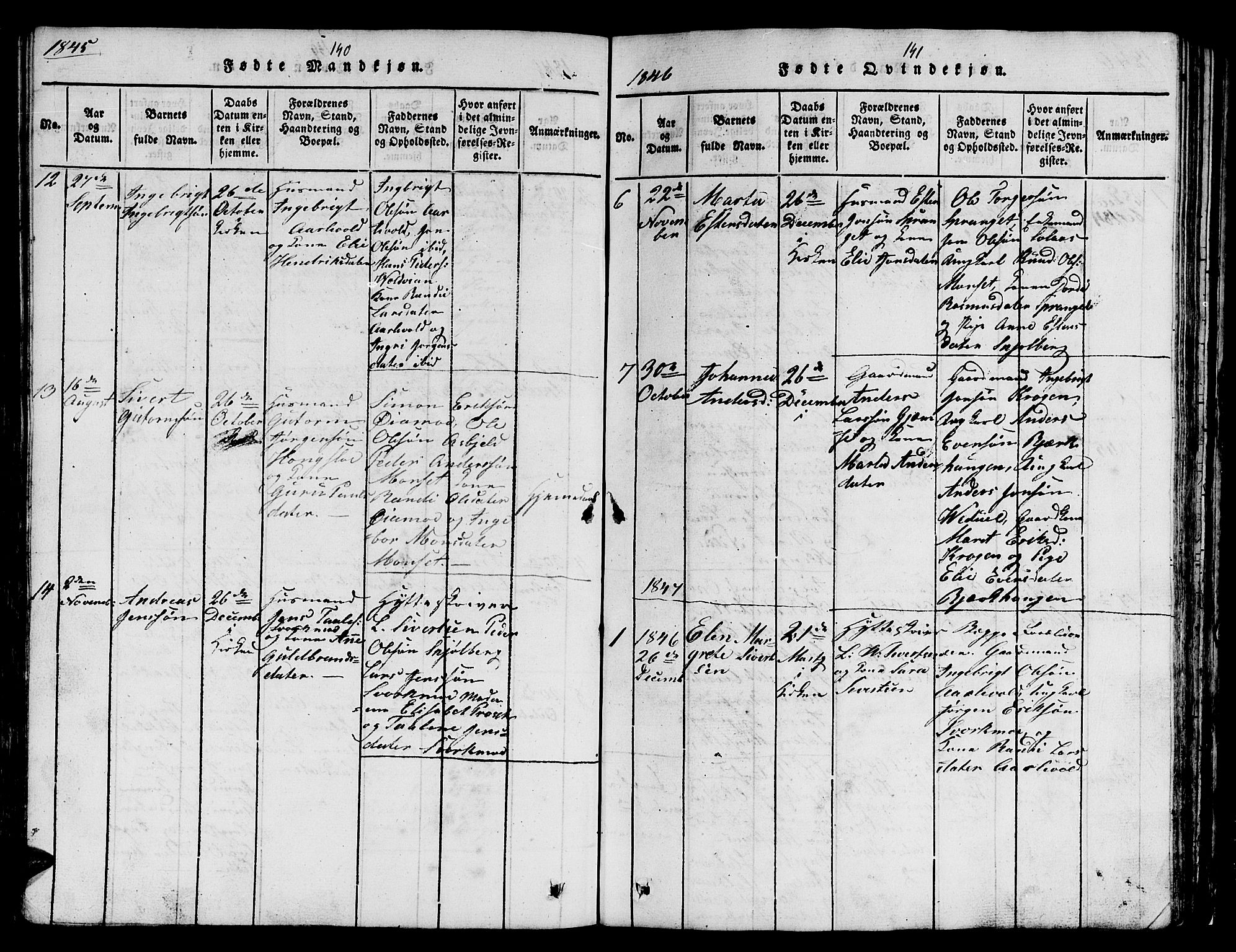 Ministerialprotokoller, klokkerbøker og fødselsregistre - Sør-Trøndelag, SAT/A-1456/671/L0842: Klokkerbok nr. 671C01, 1816-1867, s. 140-141